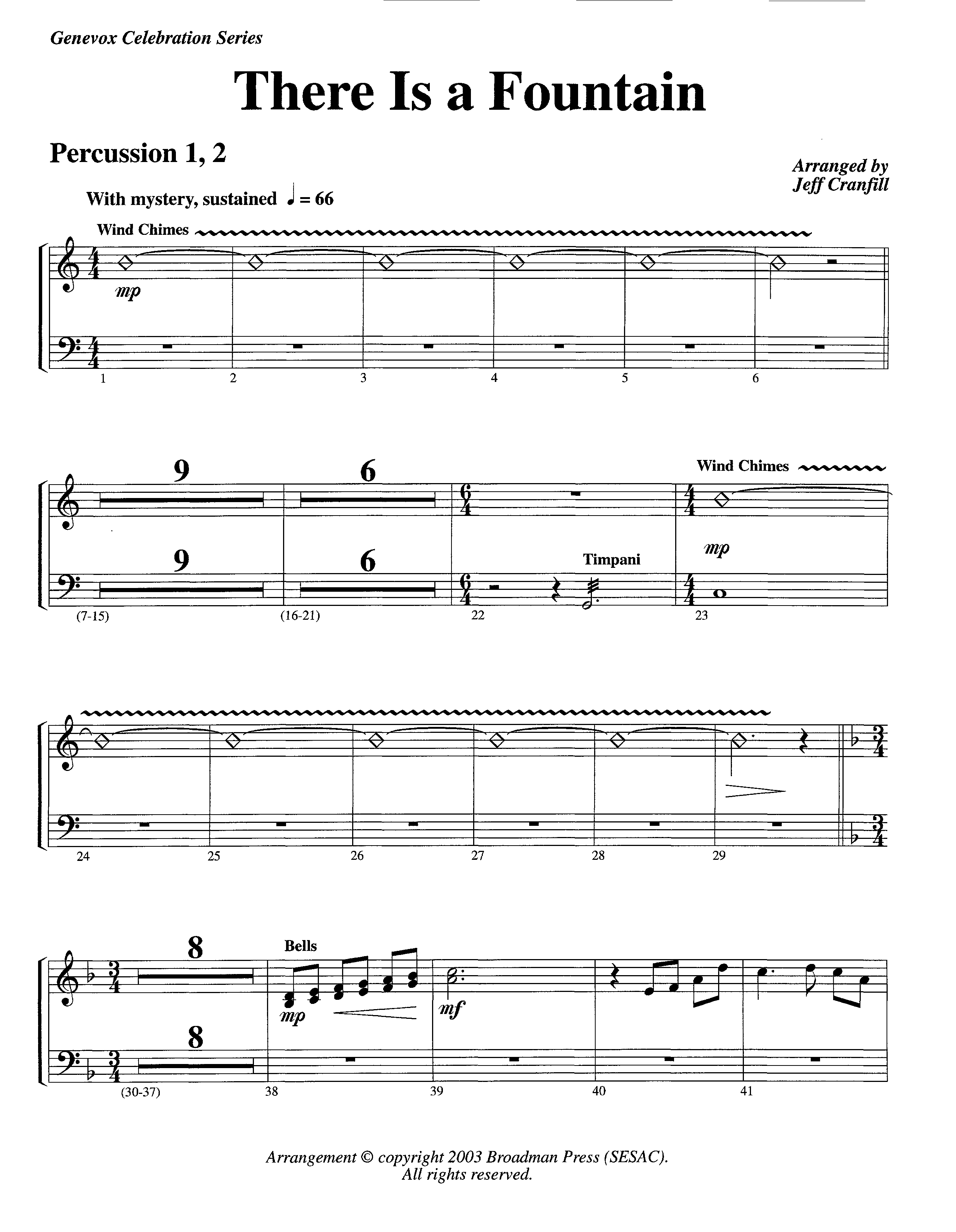 There Is A Fountain (Instrumental) Percussion 1/2 (Lifeway Worship / Arr. Jeff Cranfill)