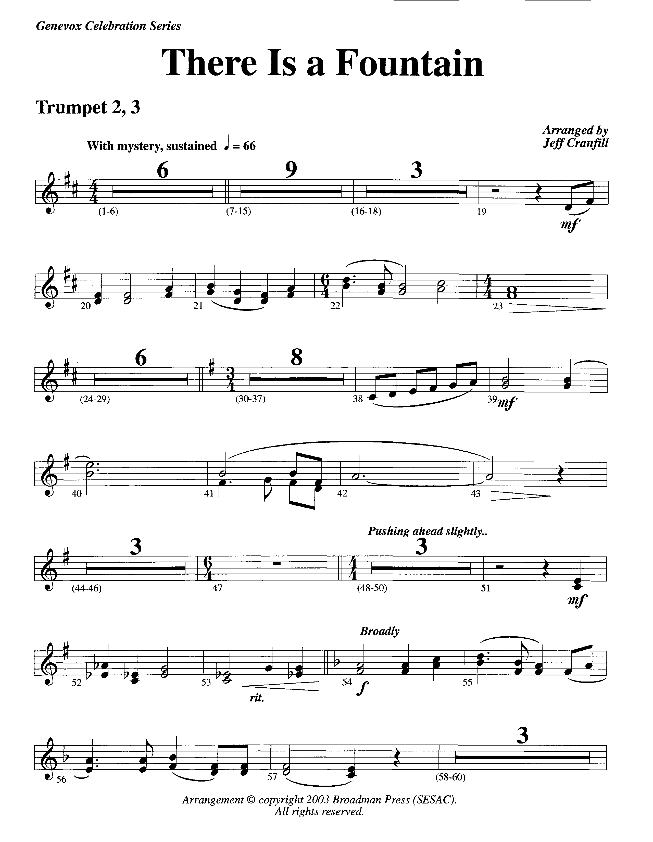 There Is A Fountain (Instrumental) Trumpet 2/3 (Lifeway Worship / Arr. Jeff Cranfill)