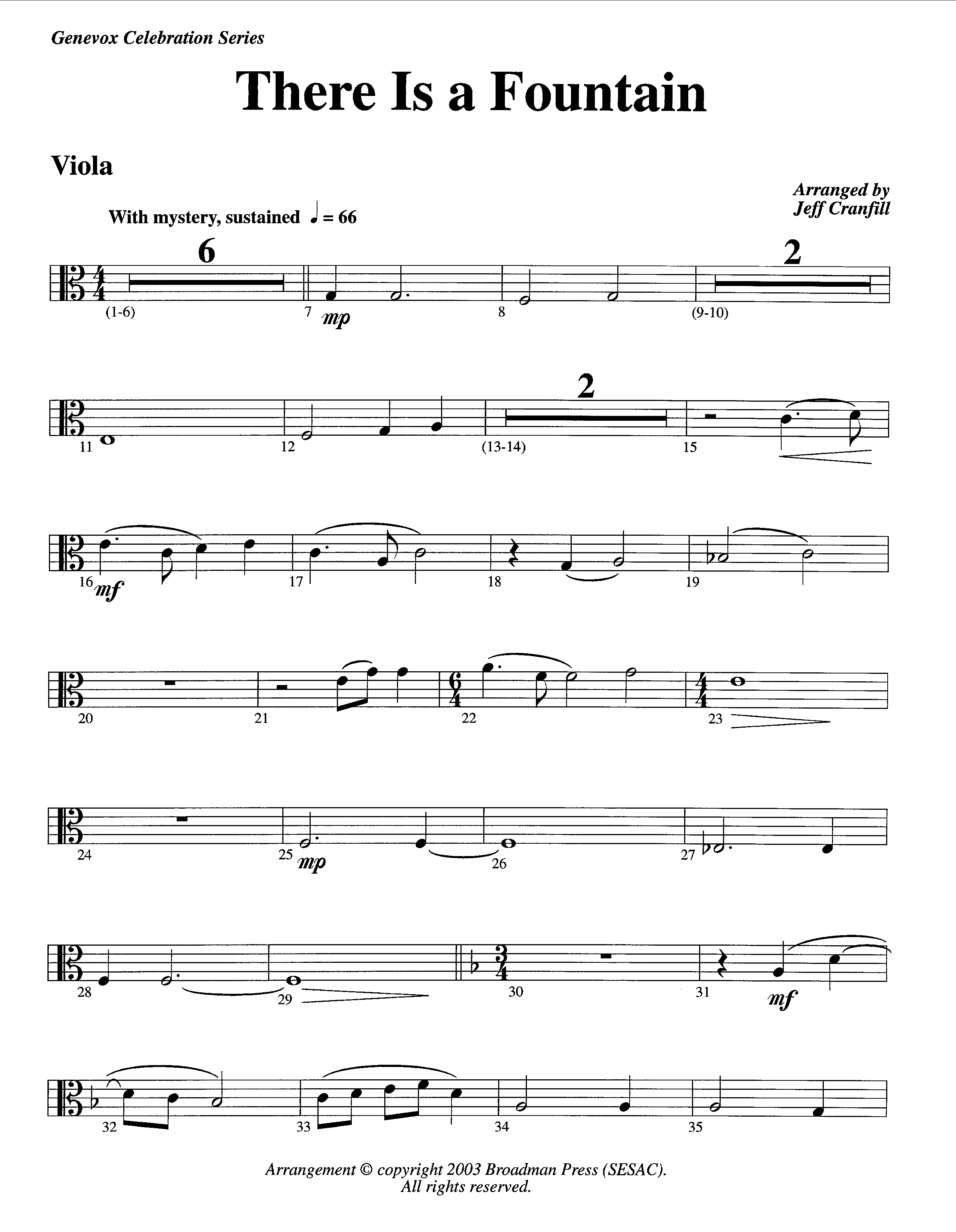 There Is A Fountain (Instrumental) Viola (Lifeway Worship / Arr. Jeff Cranfill)
