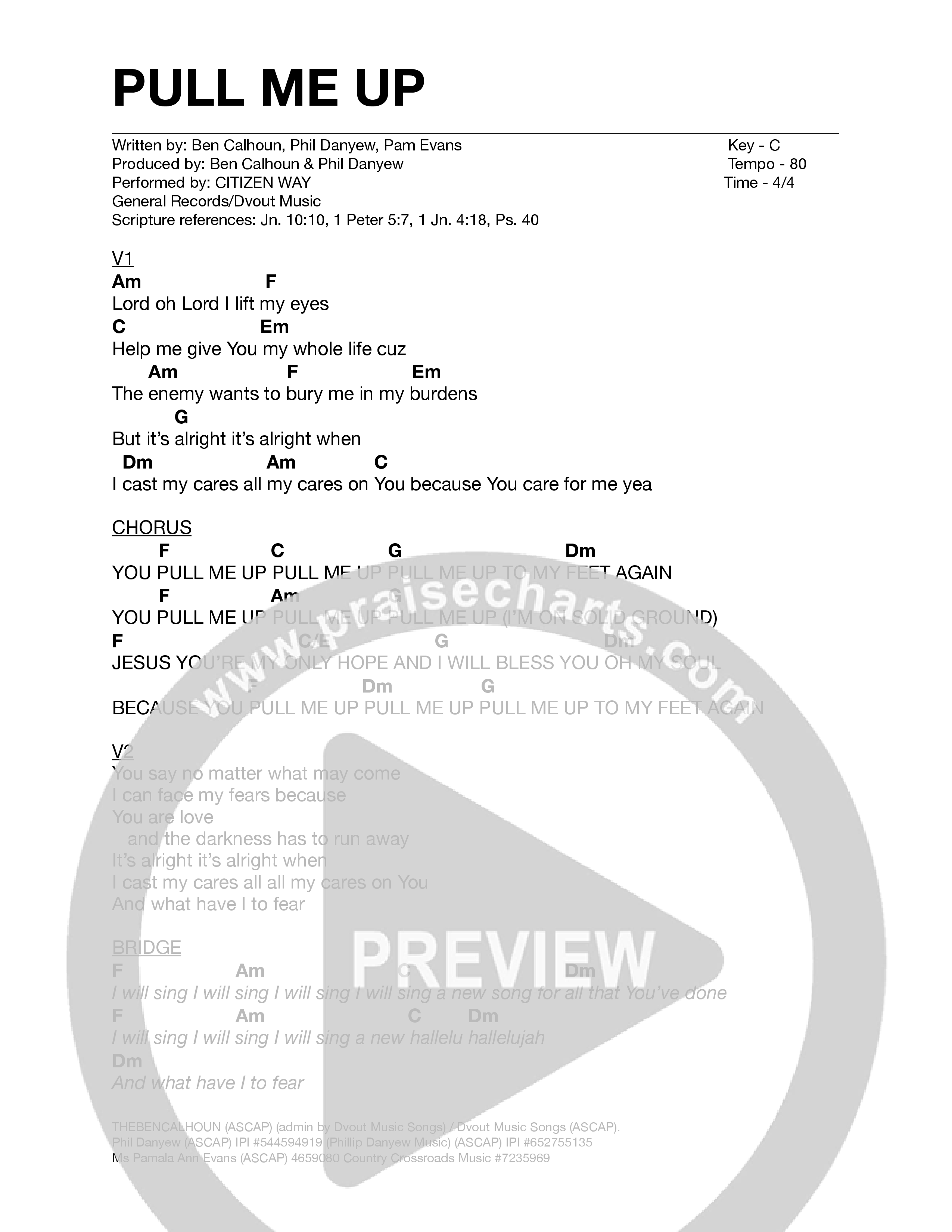 Pull Me Up Chord Chart (Citizen Way / Jasmine Murray)