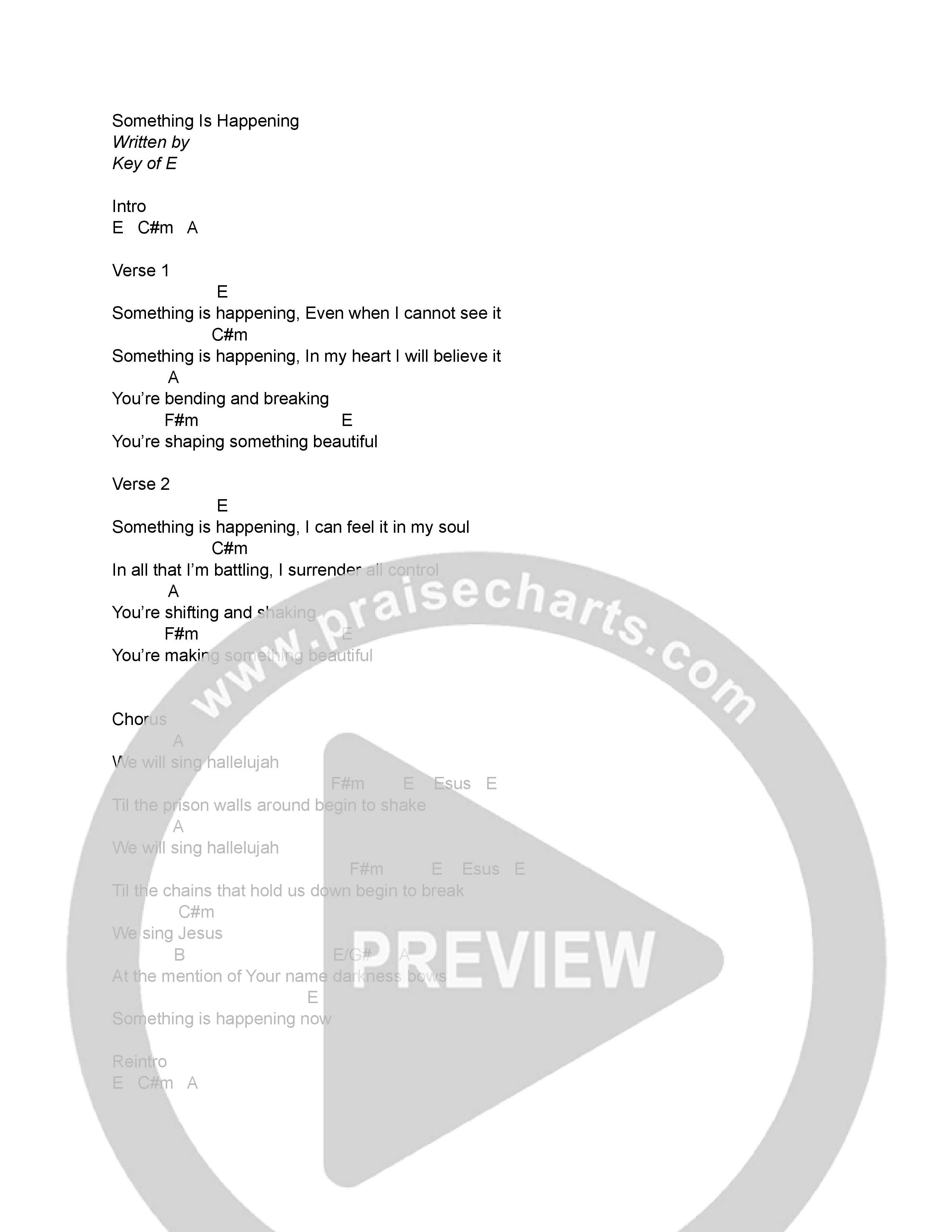 Something Is Happening Chord Chart (David's Harp)