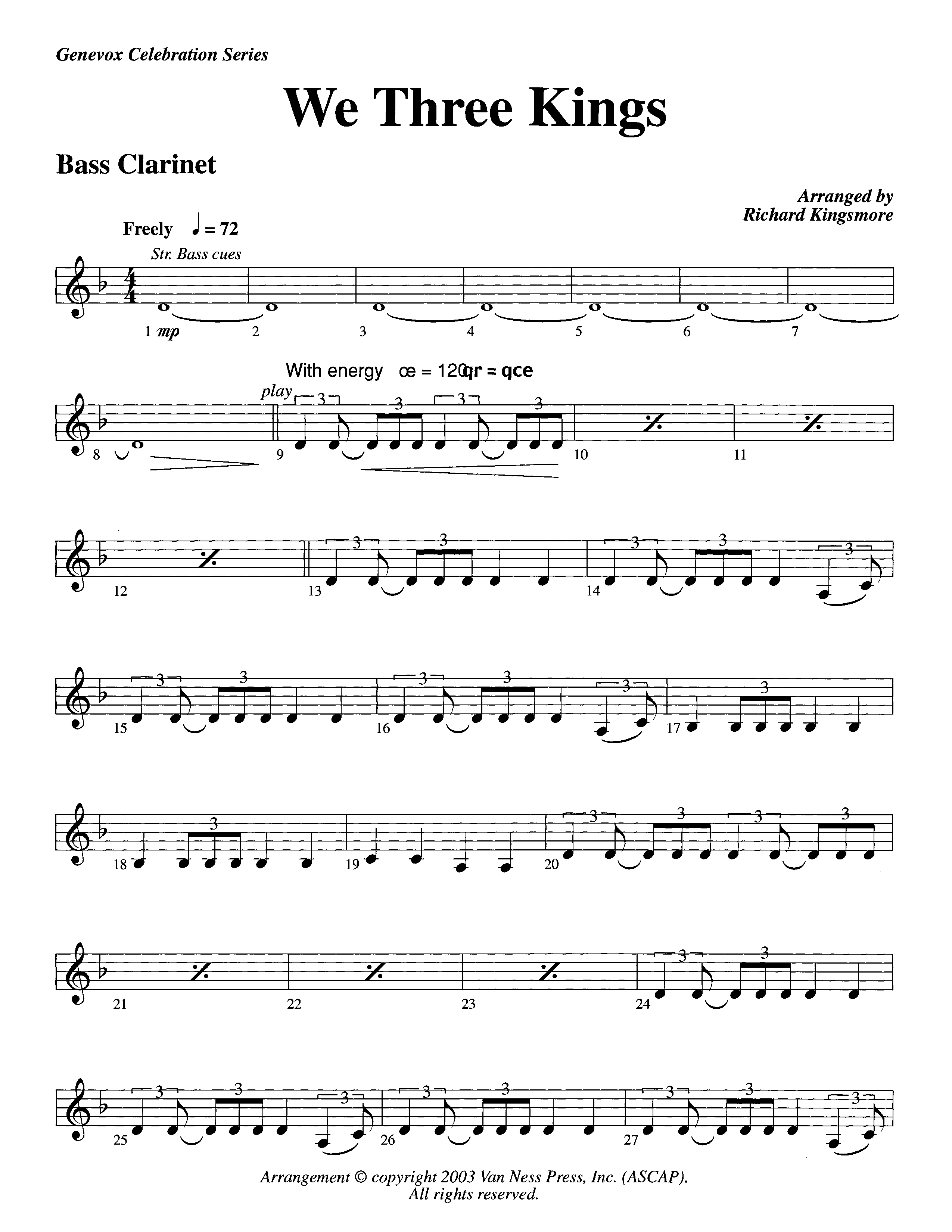 We Three Kings (Instrumental) Bass Clarinet (Lifeway Worship / Arr. Richard Kingsmore)
