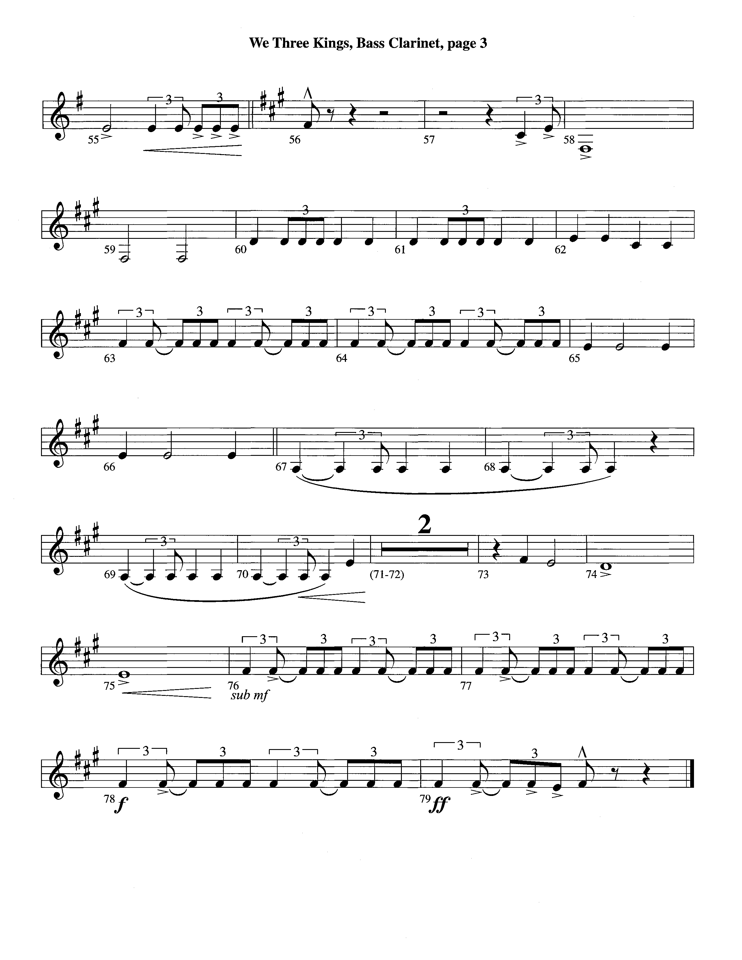 We Three Kings (Instrumental) Bass Clarinet (Lifeway Worship / Arr. Richard Kingsmore)