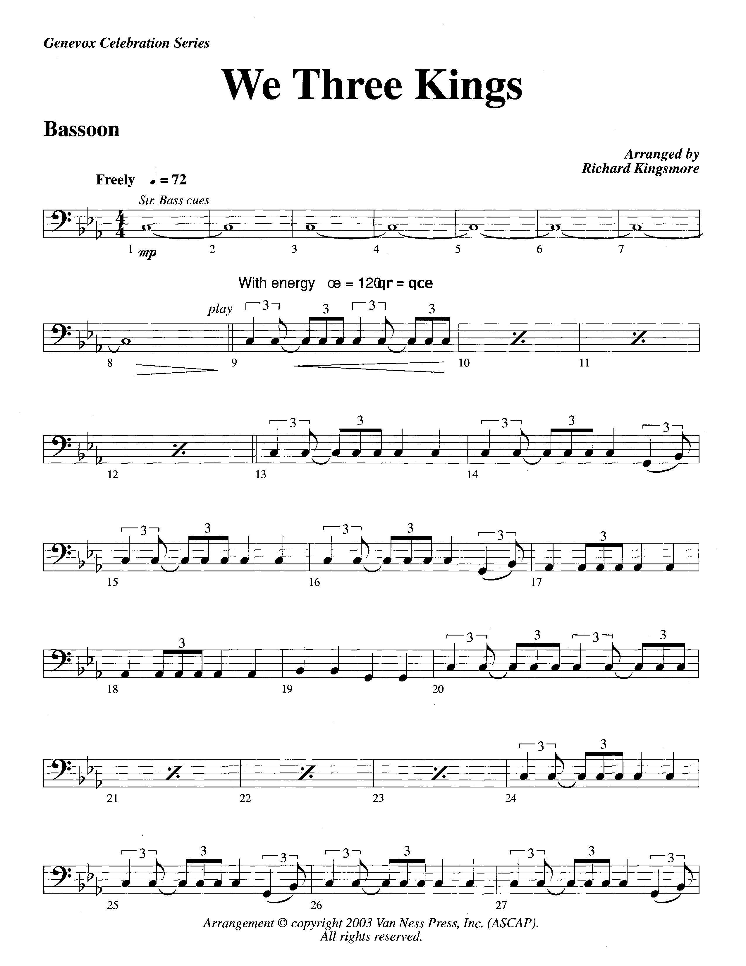 We Three Kings (Instrumental) Bassoon (Lifeway Worship / Arr. Richard Kingsmore)