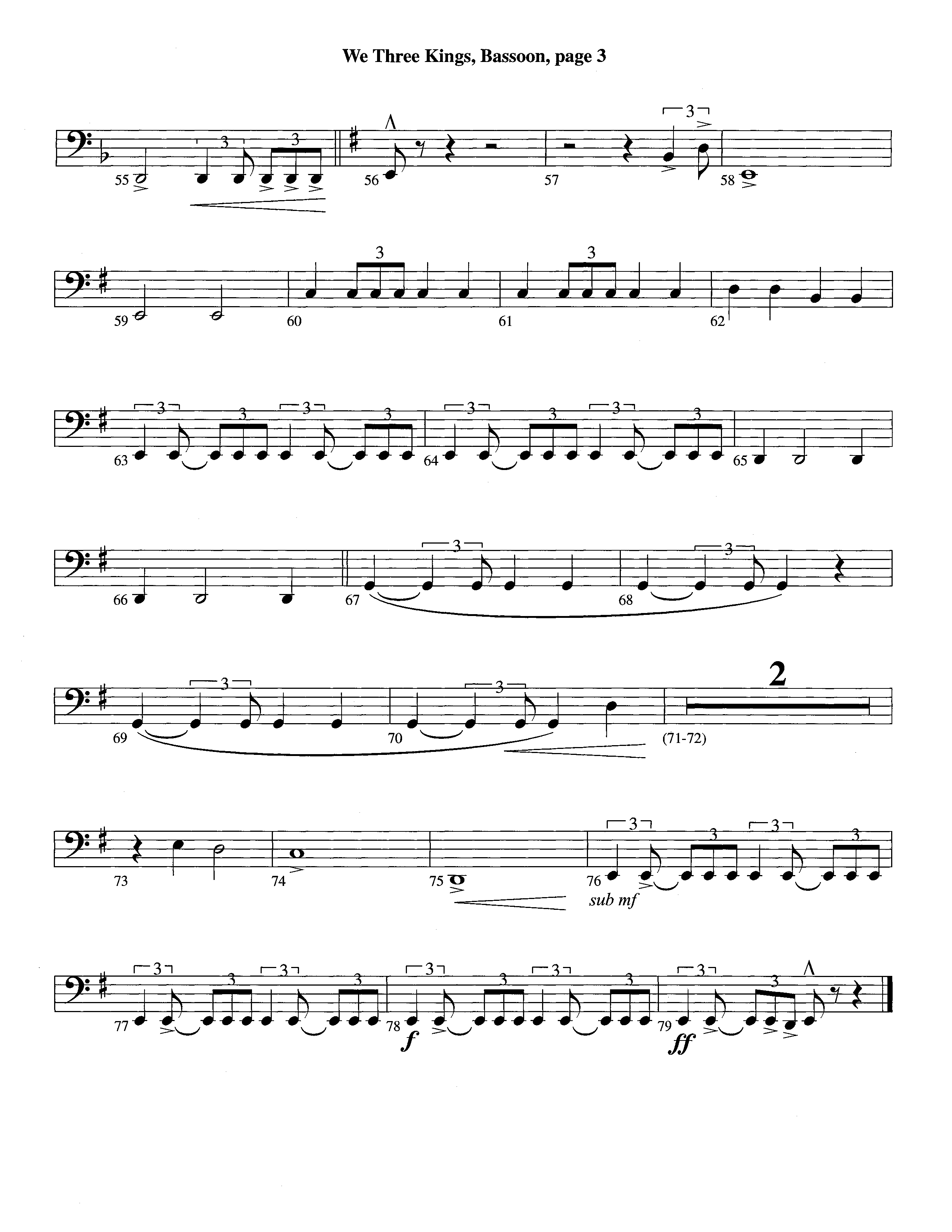 We Three Kings (Instrumental) Bassoon (Lifeway Worship / Arr. Richard Kingsmore)