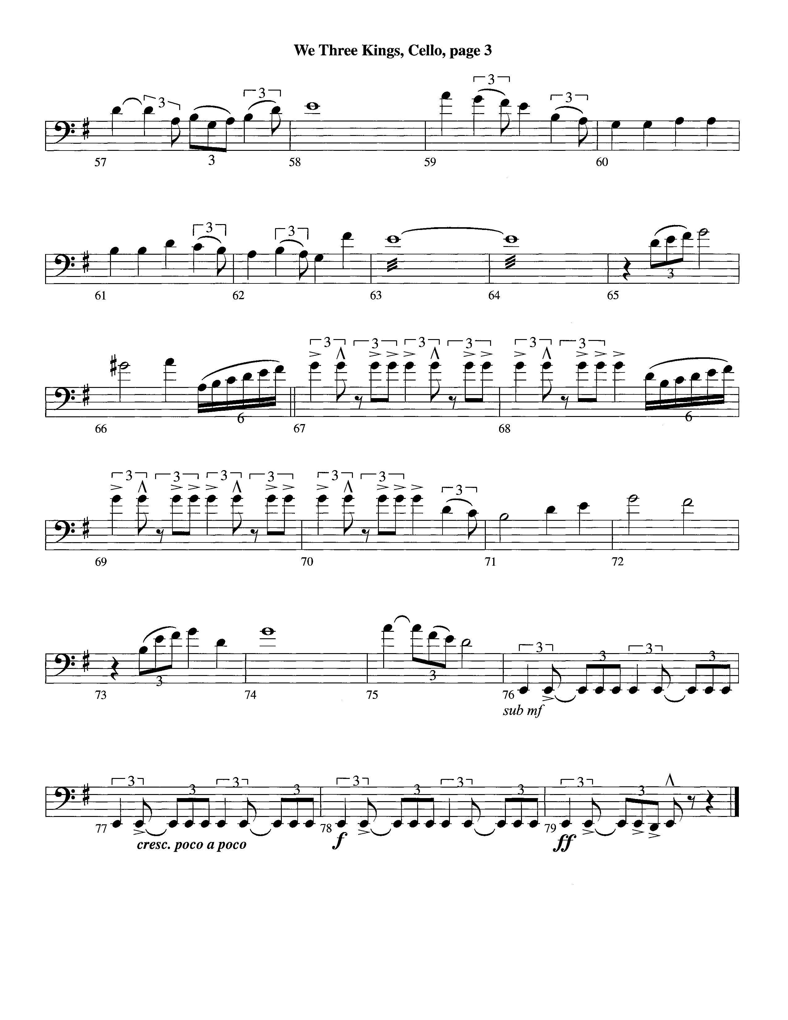 We Three Kings (Instrumental) Cello (Lifeway Worship / Arr. Richard Kingsmore)