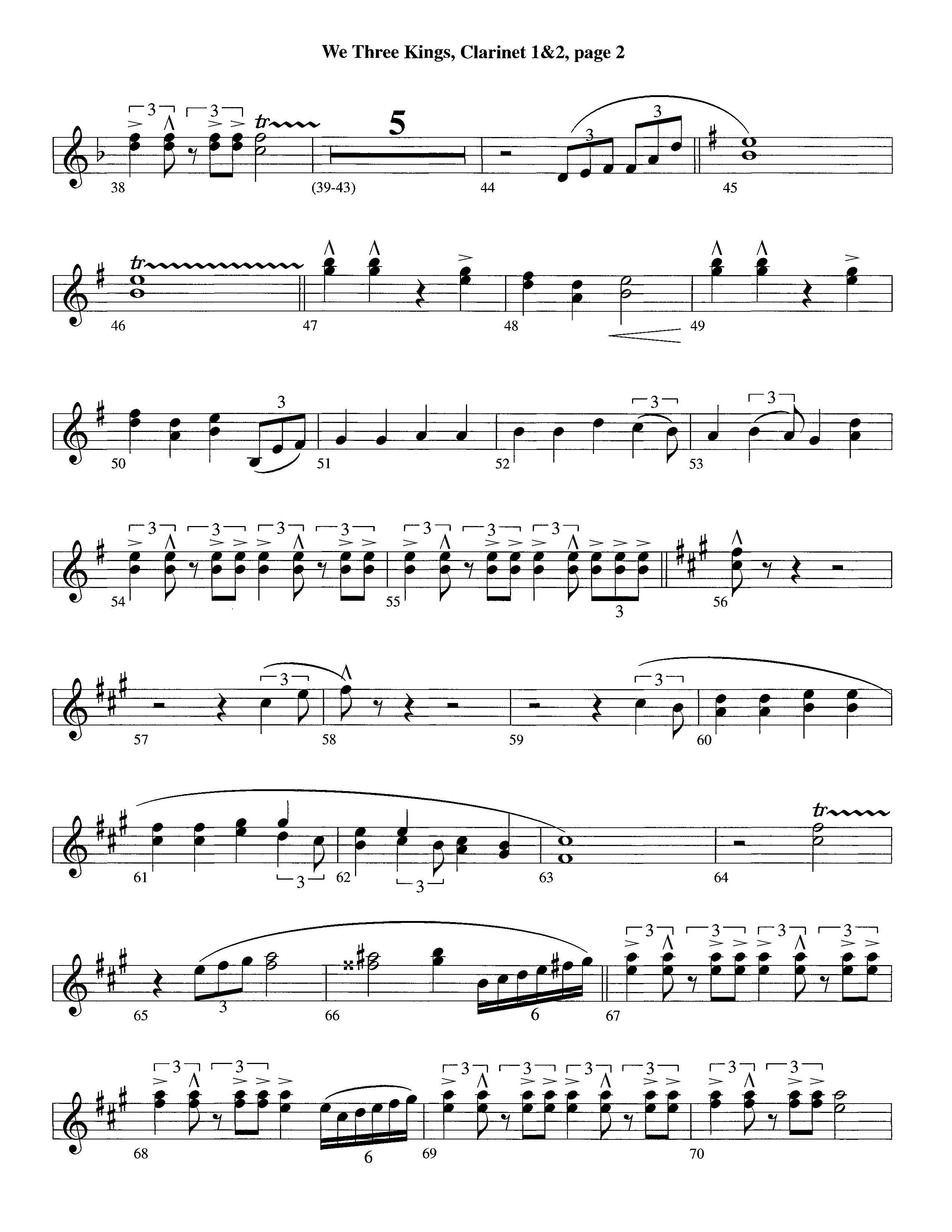 We Three Kings (Instrumental) Clarinet 1/2 (Lifeway Worship / Arr. Richard Kingsmore)