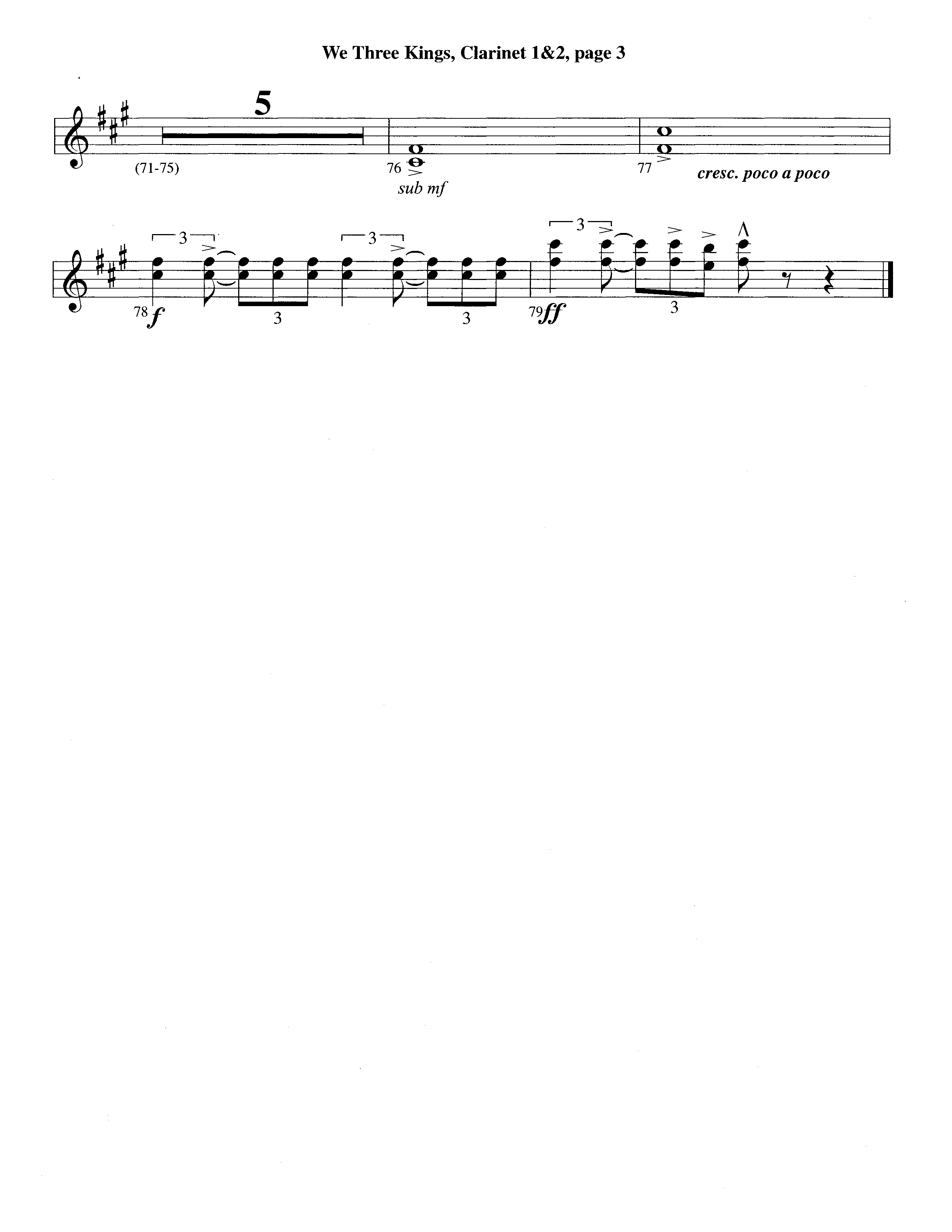 We Three Kings (Instrumental) Clarinet 1/2 (Lifeway Worship / Arr. Richard Kingsmore)