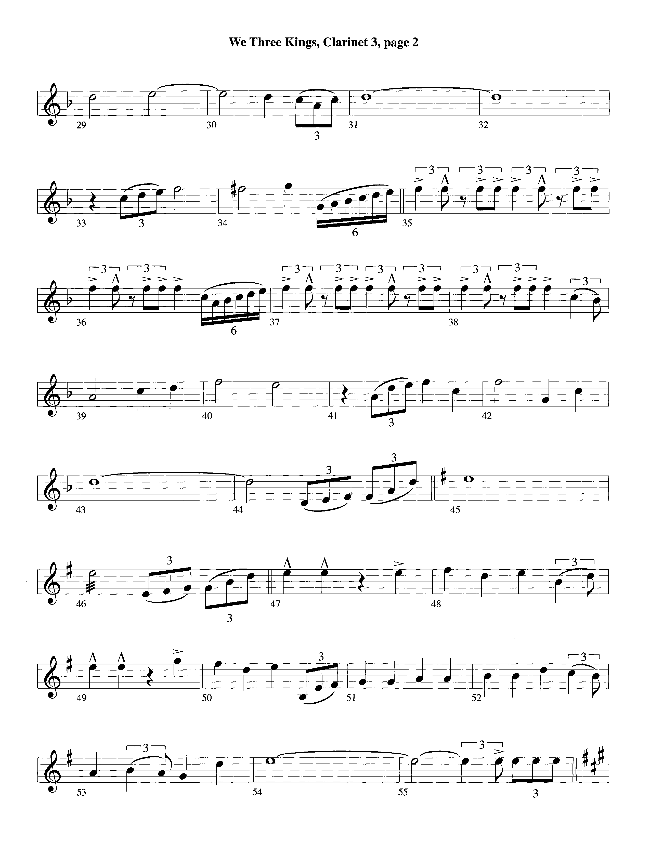 We Three Kings (Instrumental) Clarinet 3 (Lifeway Worship / Arr. Richard Kingsmore)