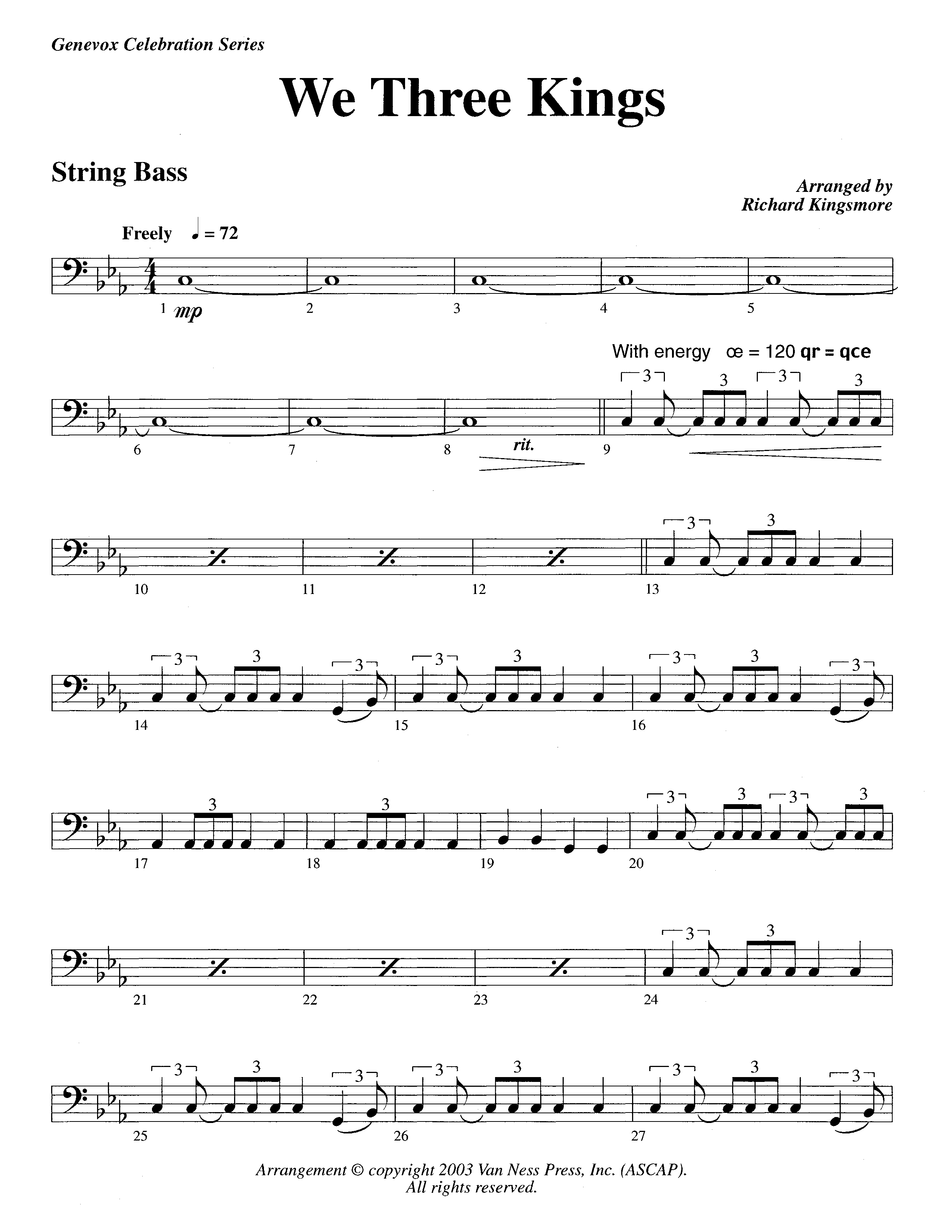 We Three Kings (Instrumental) Double Bass (Lifeway Worship / Arr. Richard Kingsmore)