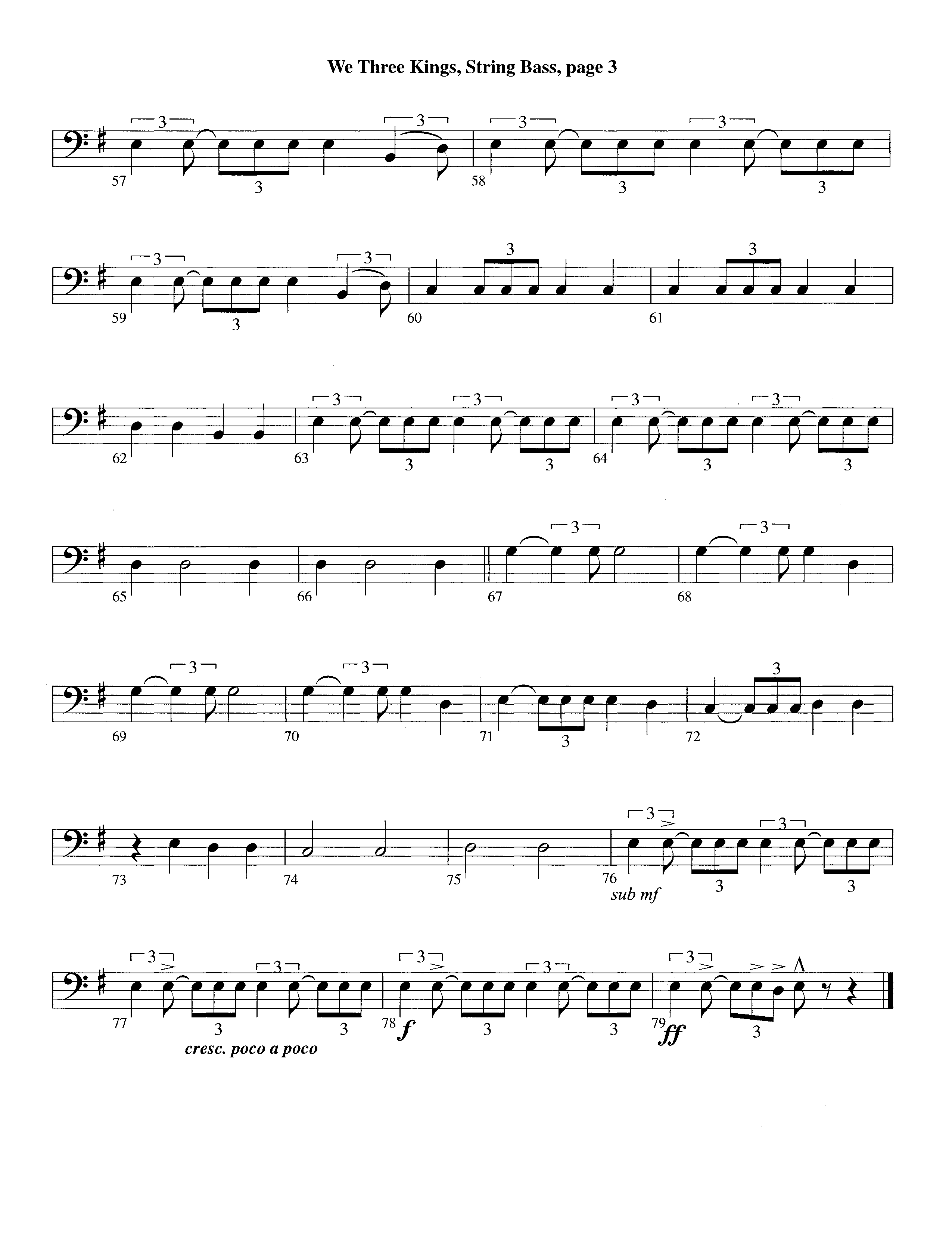 We Three Kings (Instrumental) Double Bass (Lifeway Worship / Arr. Richard Kingsmore)