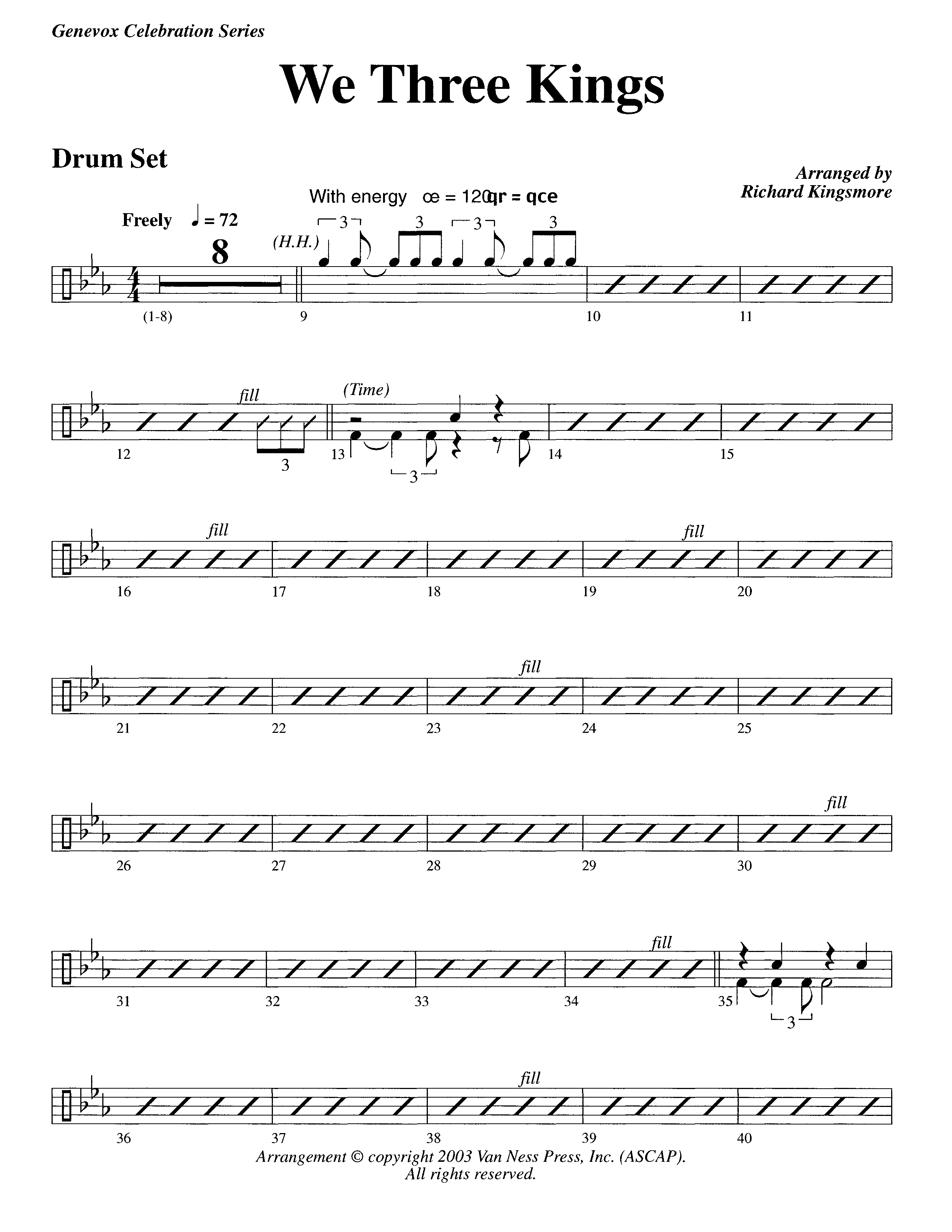 We Three Kings (Instrumental) Drum Set (Lifeway Worship / Arr. Richard Kingsmore)