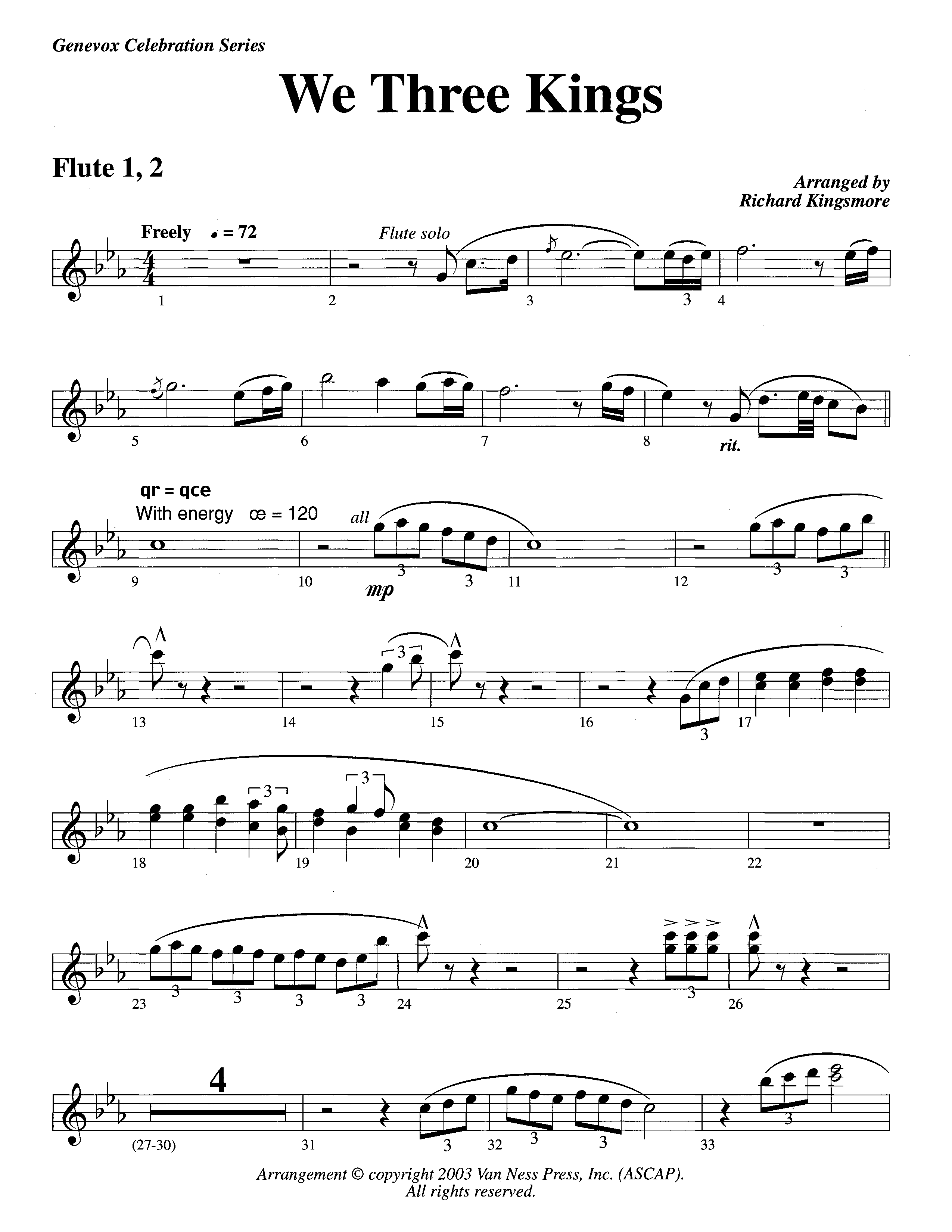 We Three Kings (Instrumental) Flute 1/2 (Lifeway Worship / Arr. Richard Kingsmore)