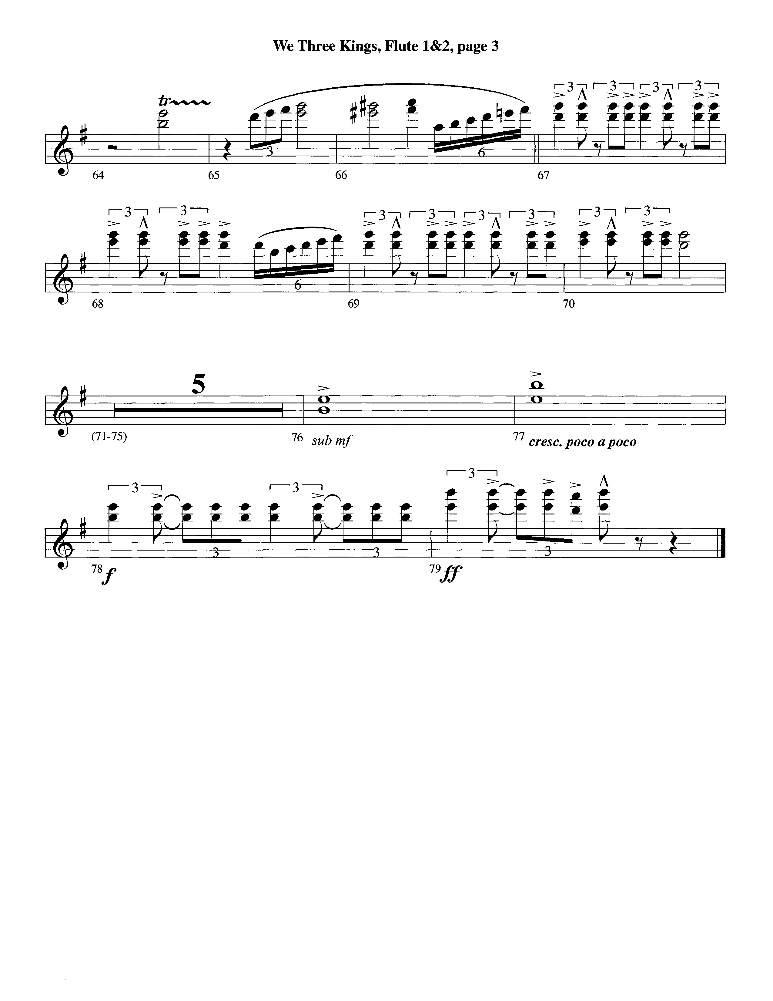 We Three Kings (Instrumental) Flute 1/2 (Lifeway Worship / Arr. Richard Kingsmore)