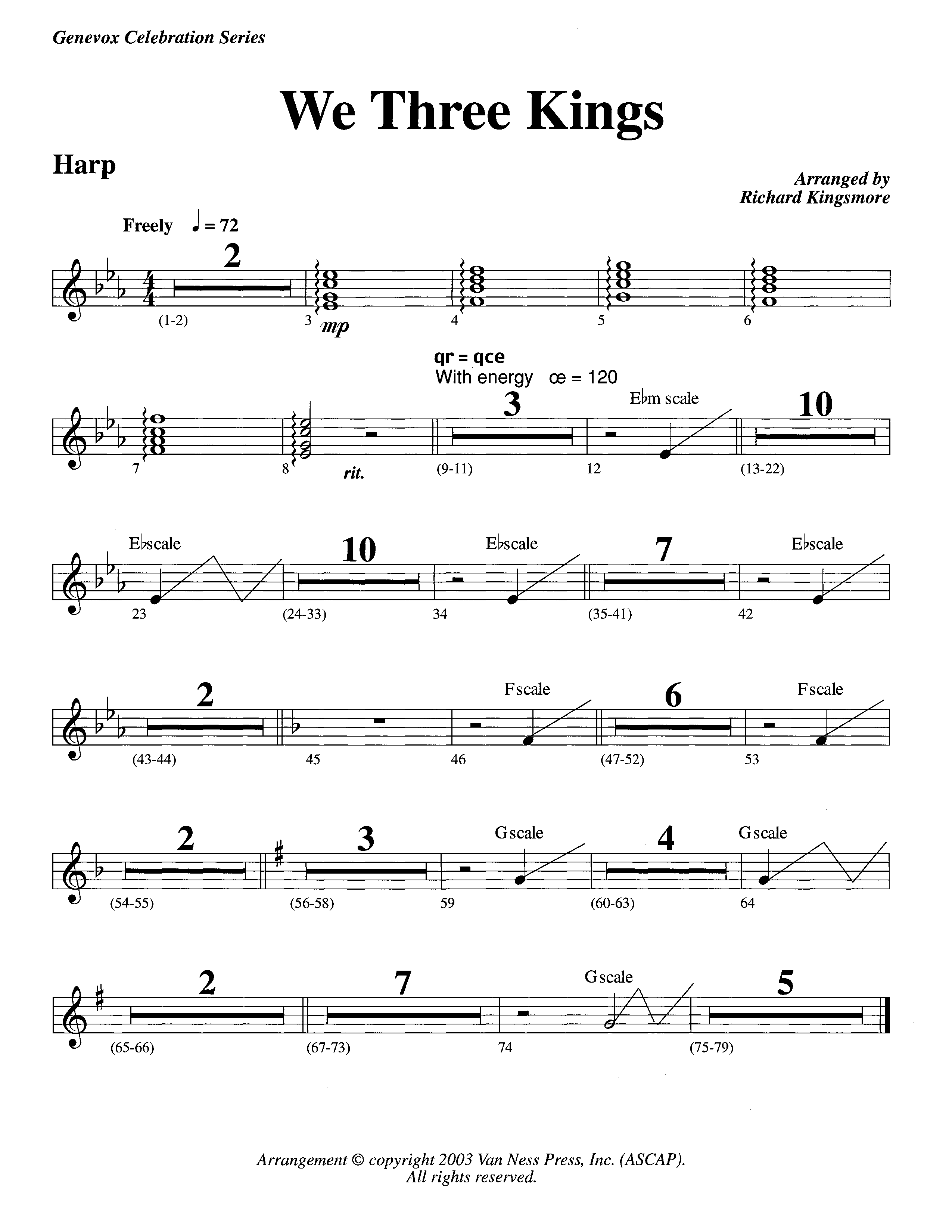 We Three Kings (Instrumental) Harp (Lifeway Worship / Arr. Richard Kingsmore)