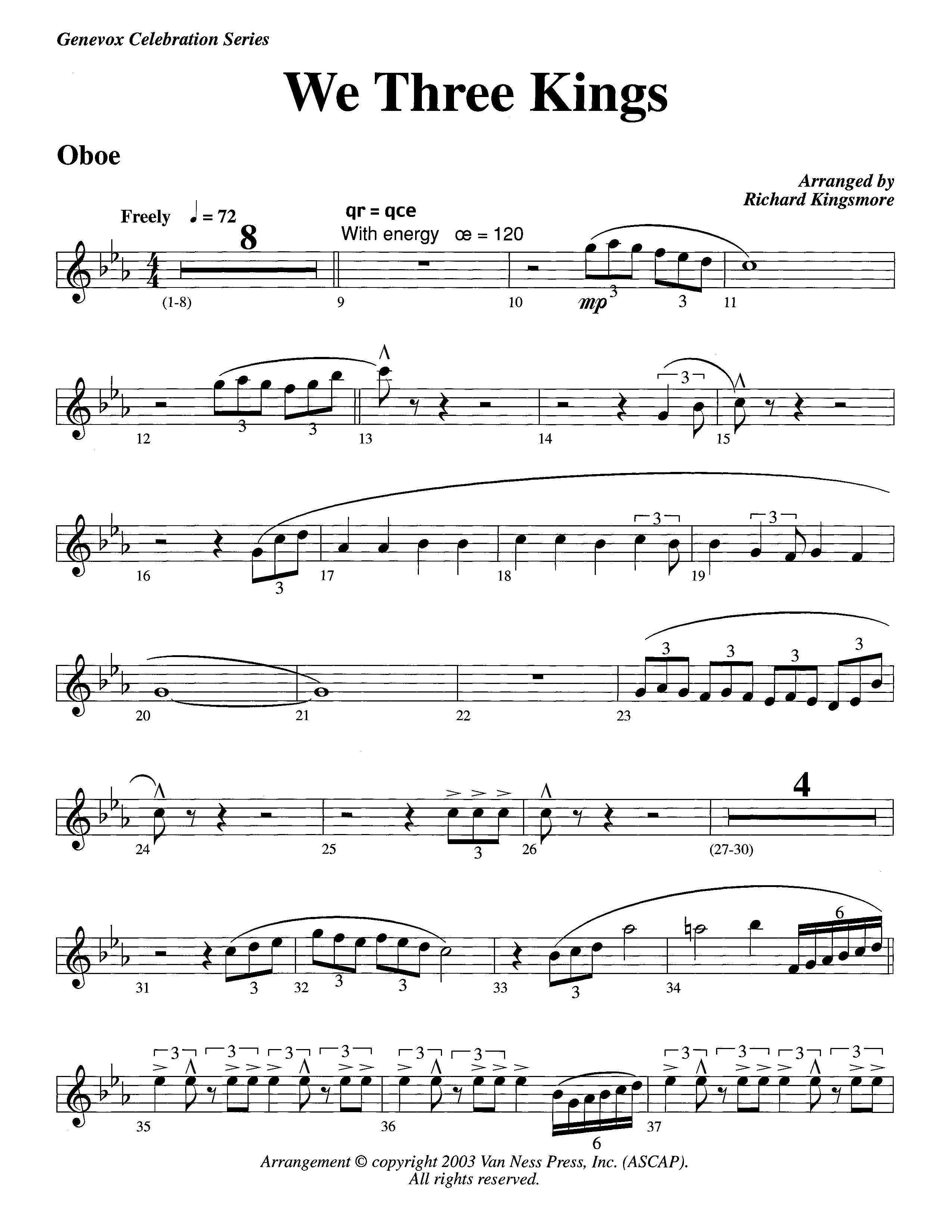 We Three Kings (Instrumental) Oboe (Lifeway Worship / Arr. Richard Kingsmore)