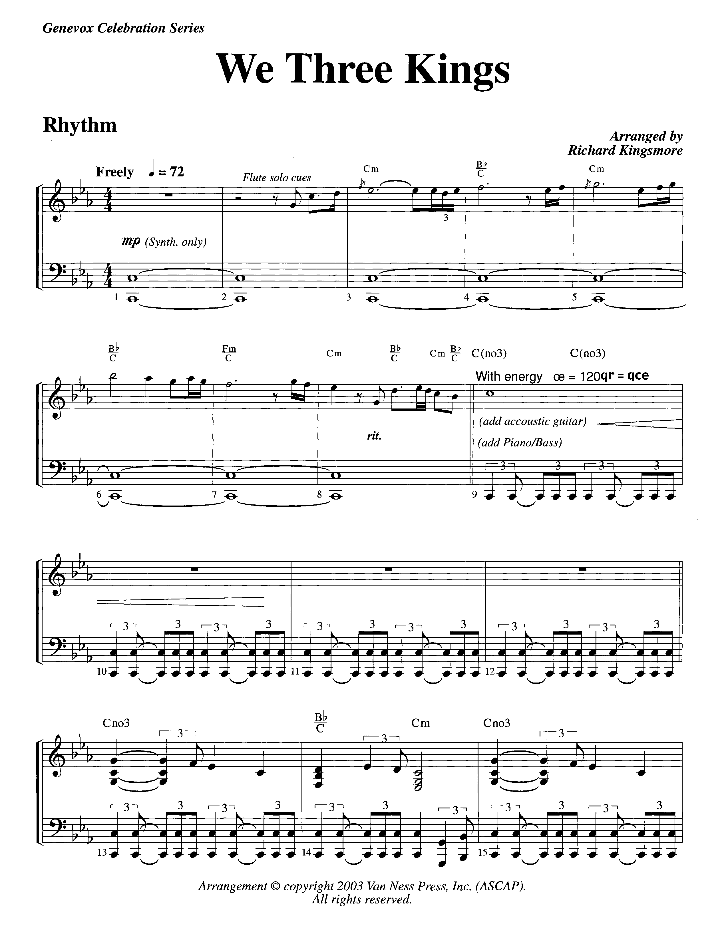 We Three Kings (Instrumental) Piano/Rhythm (Lifeway Worship / Arr. Richard Kingsmore)