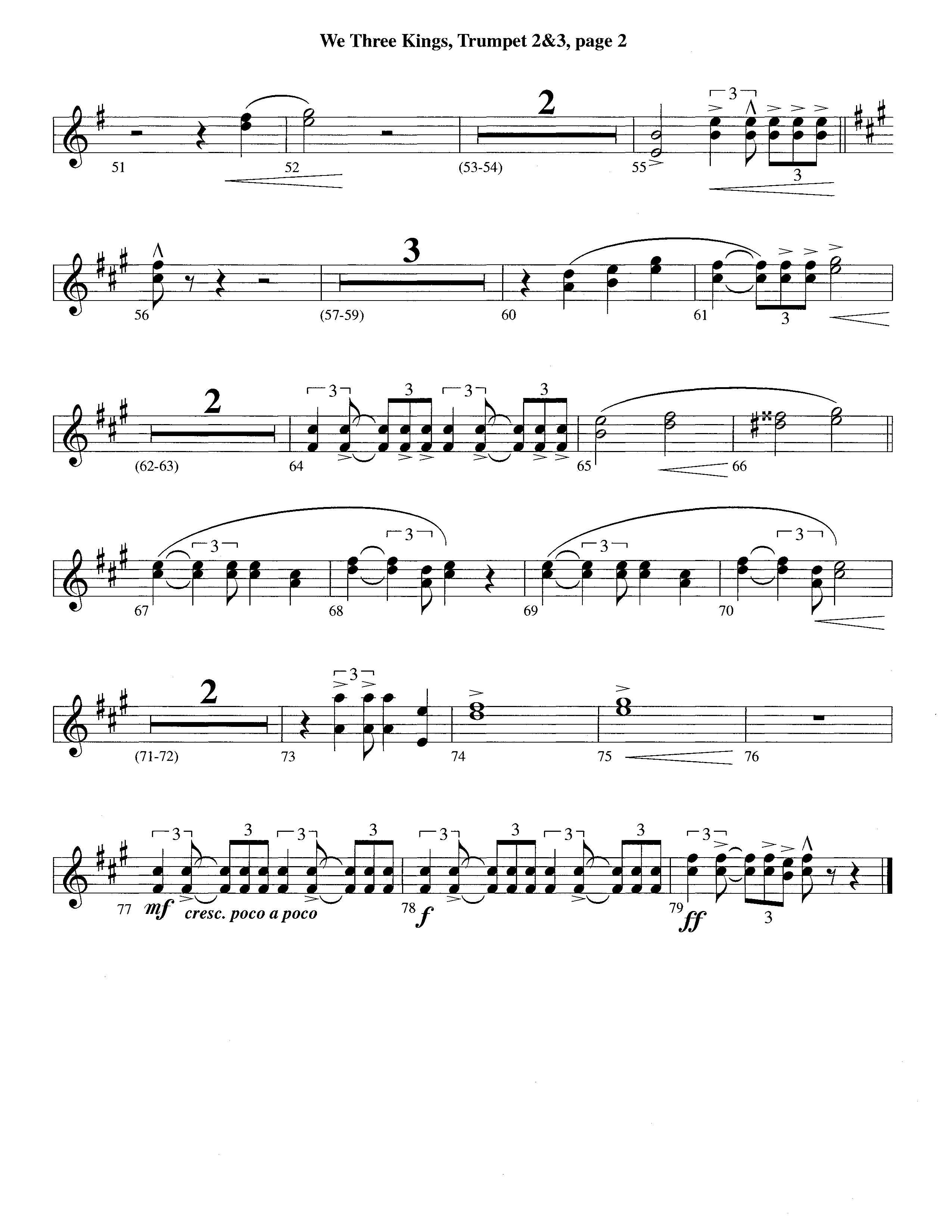 We Three Kings (Instrumental) Trumpet 2/3 (Lifeway Worship / Arr. Richard Kingsmore)