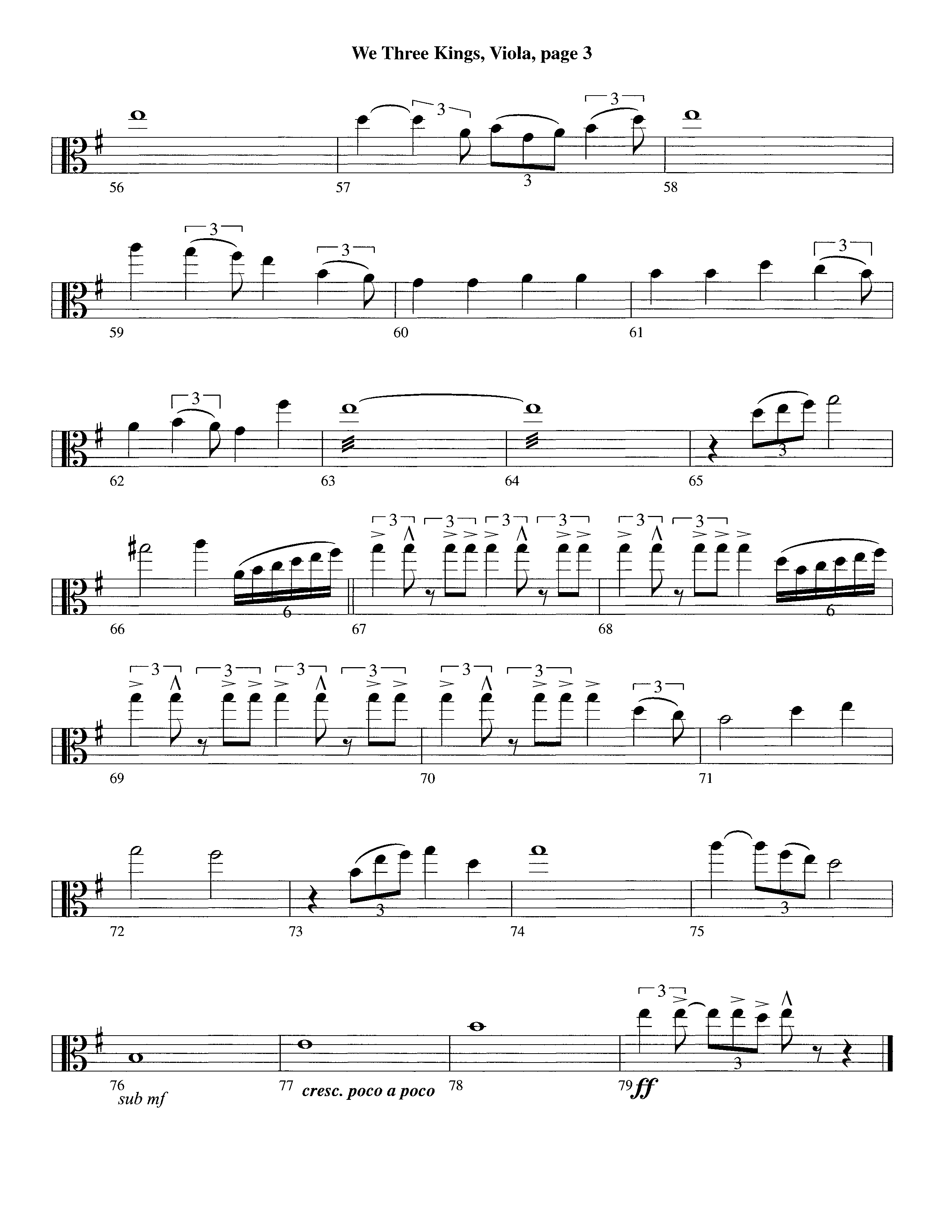 We Three Kings (Instrumental) Viola (Lifeway Worship / Arr. Richard Kingsmore)