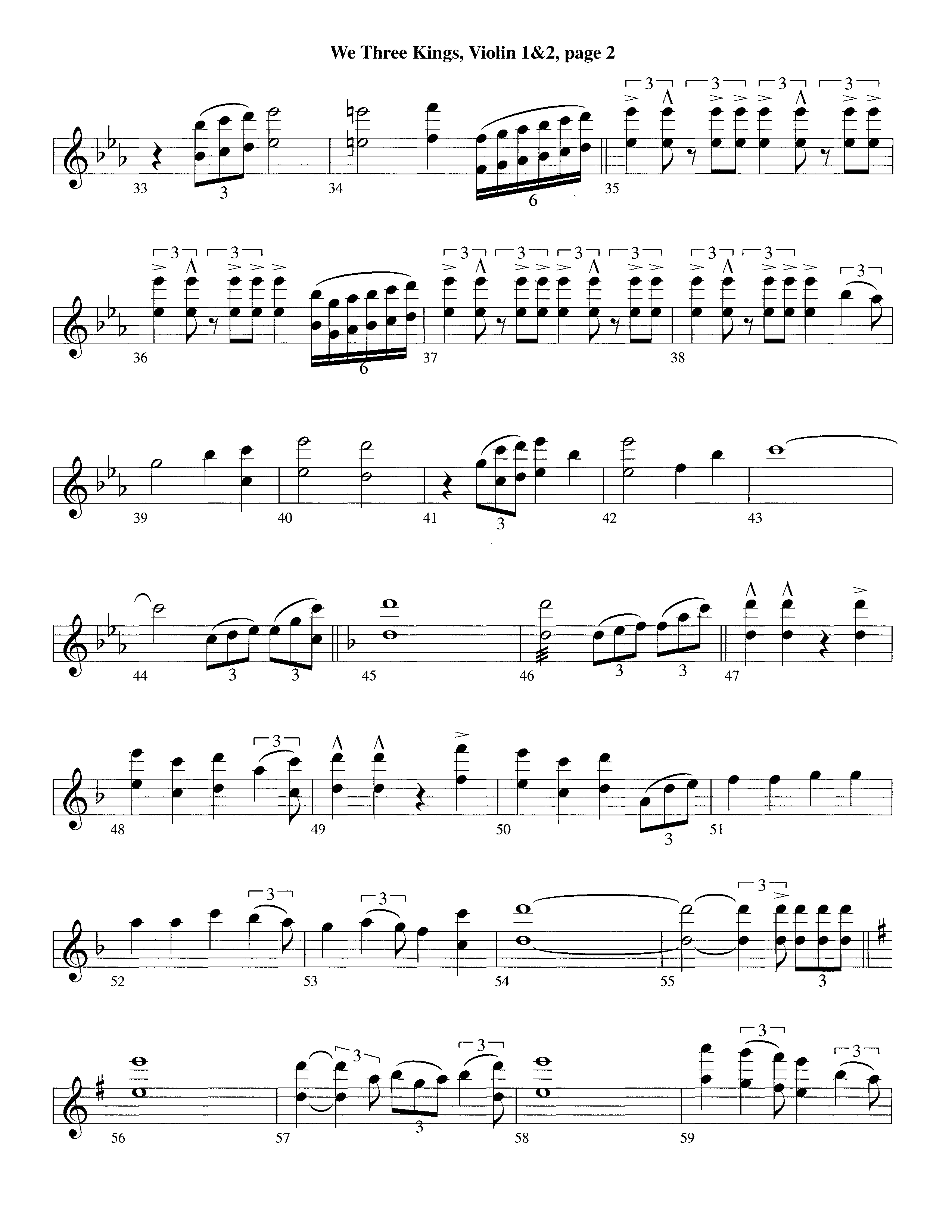 We Three Kings (Instrumental) Violin 1/2 (Lifeway Worship / Arr. Richard Kingsmore)