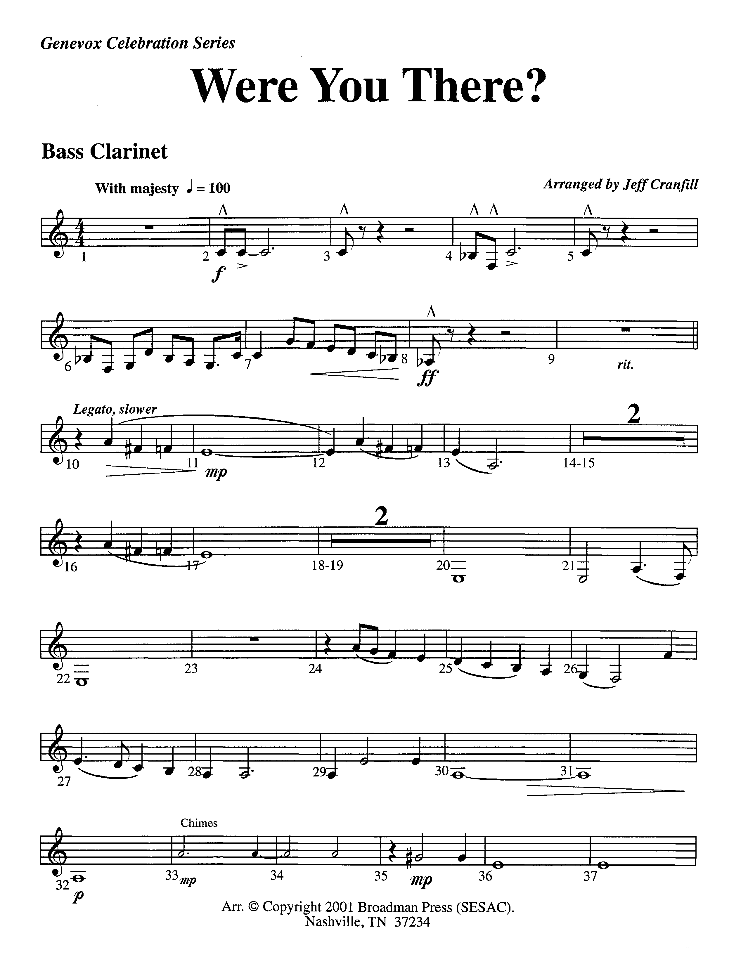 Were You There (Instrumental) Bass Clarinet (Lifeway Worship / Arr. Jeff Cranfill)