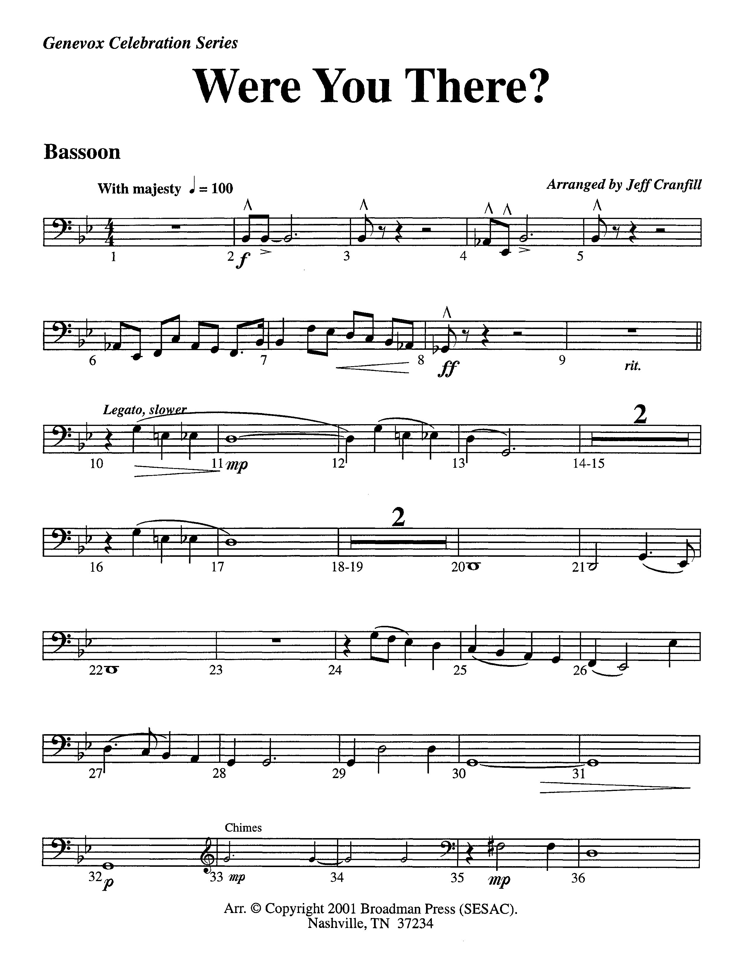 Were You There (Instrumental) Bassoon (Lifeway Worship / Arr. Jeff Cranfill)