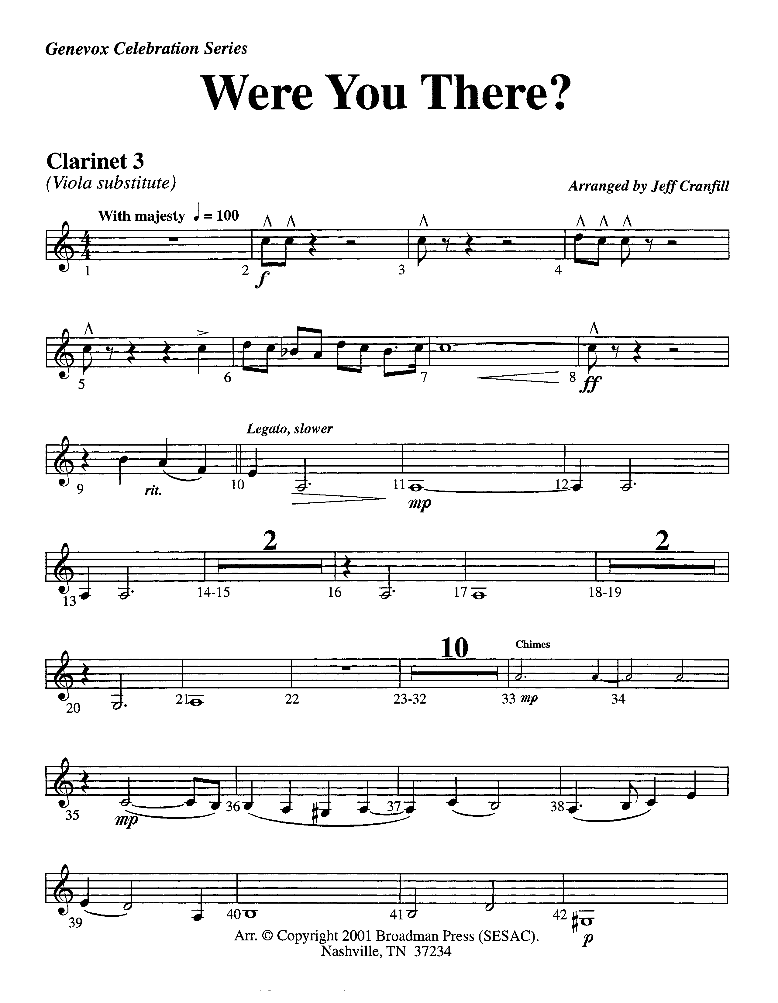 Were You There (Instrumental) Clarinet 3 (Lifeway Worship / Arr. Jeff Cranfill)