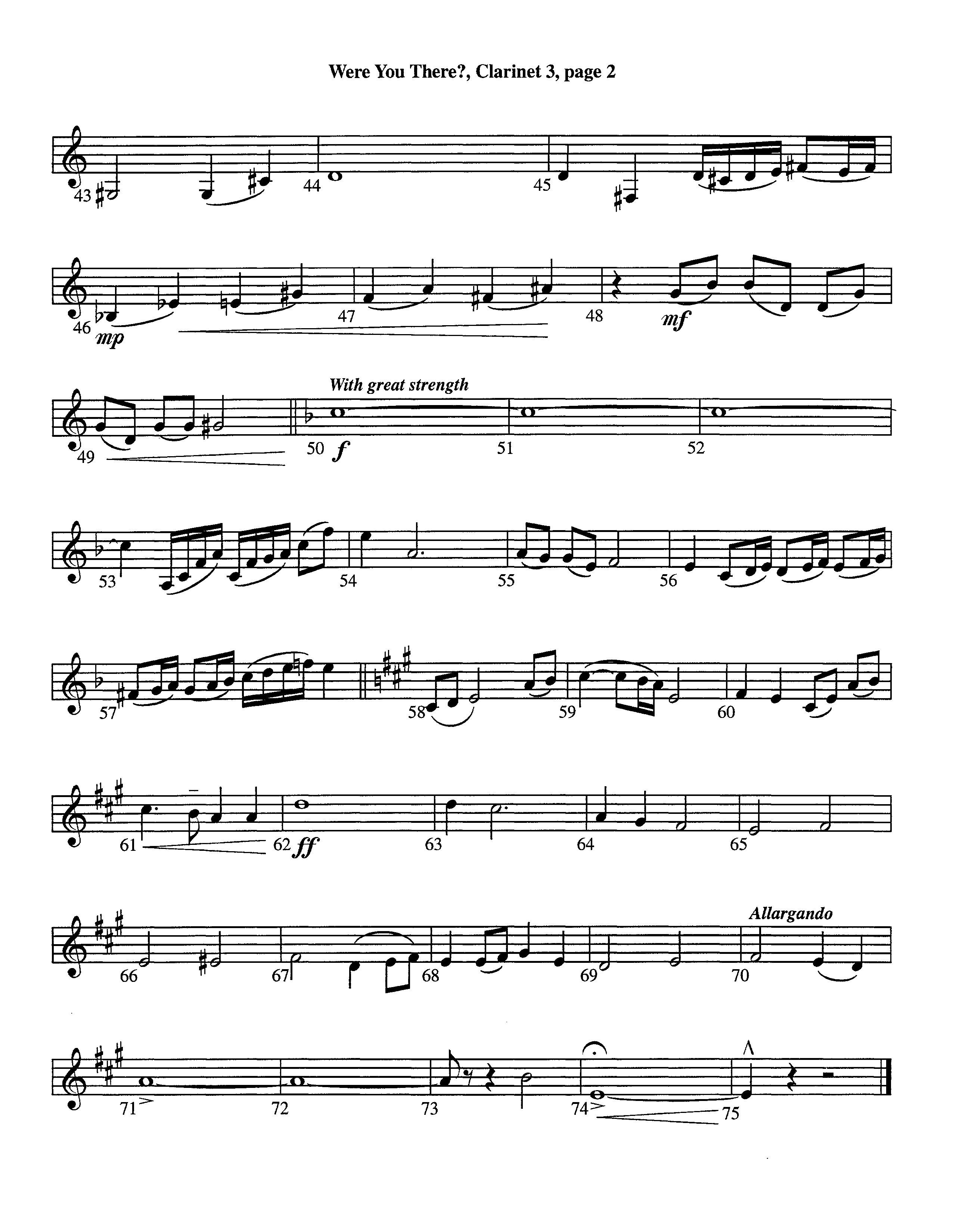 Were You There (Instrumental) Clarinet 3 (Lifeway Worship / Arr. Jeff Cranfill)