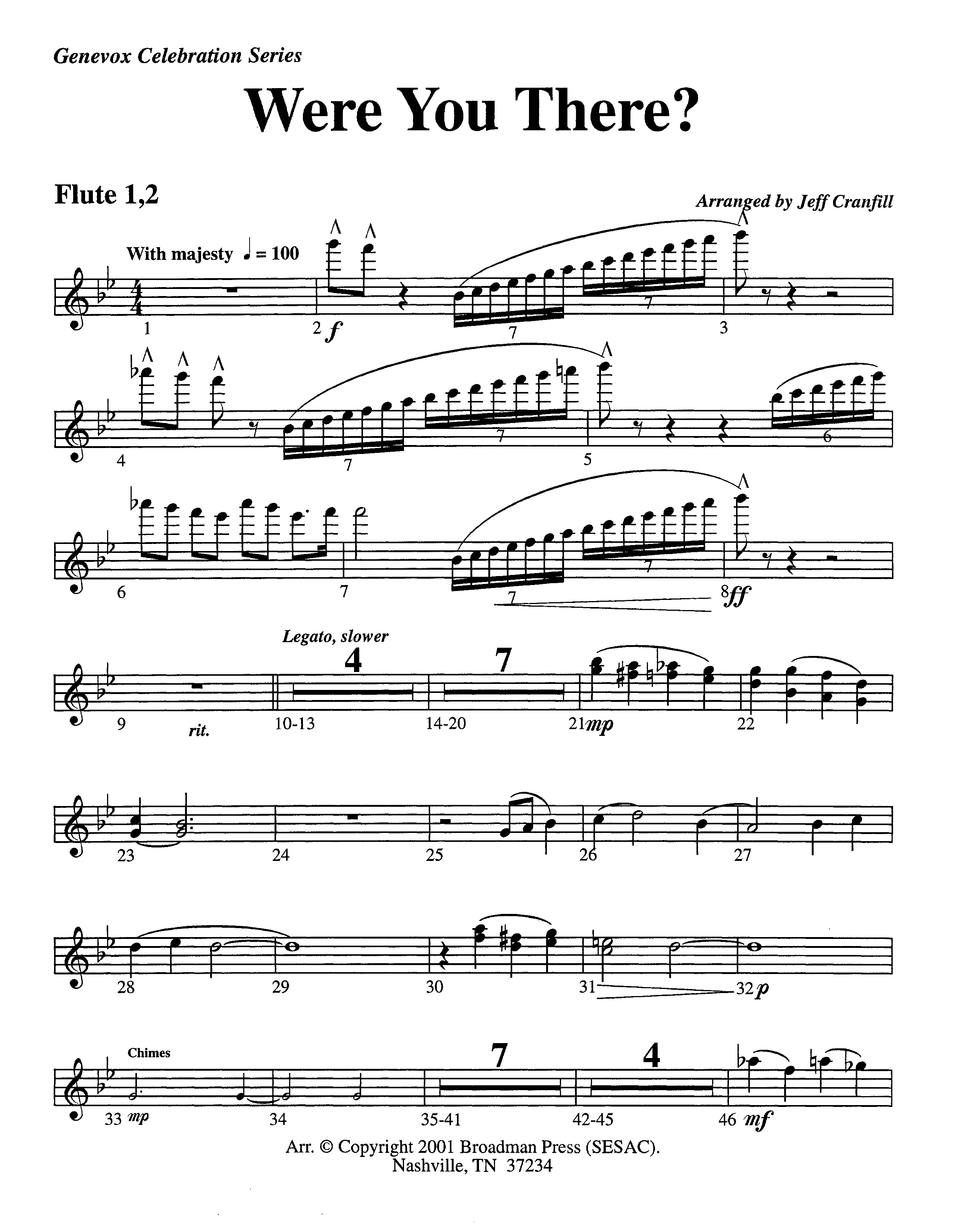 Were You There (Instrumental) Flute 1/2 (Lifeway Worship / Arr. Jeff Cranfill)