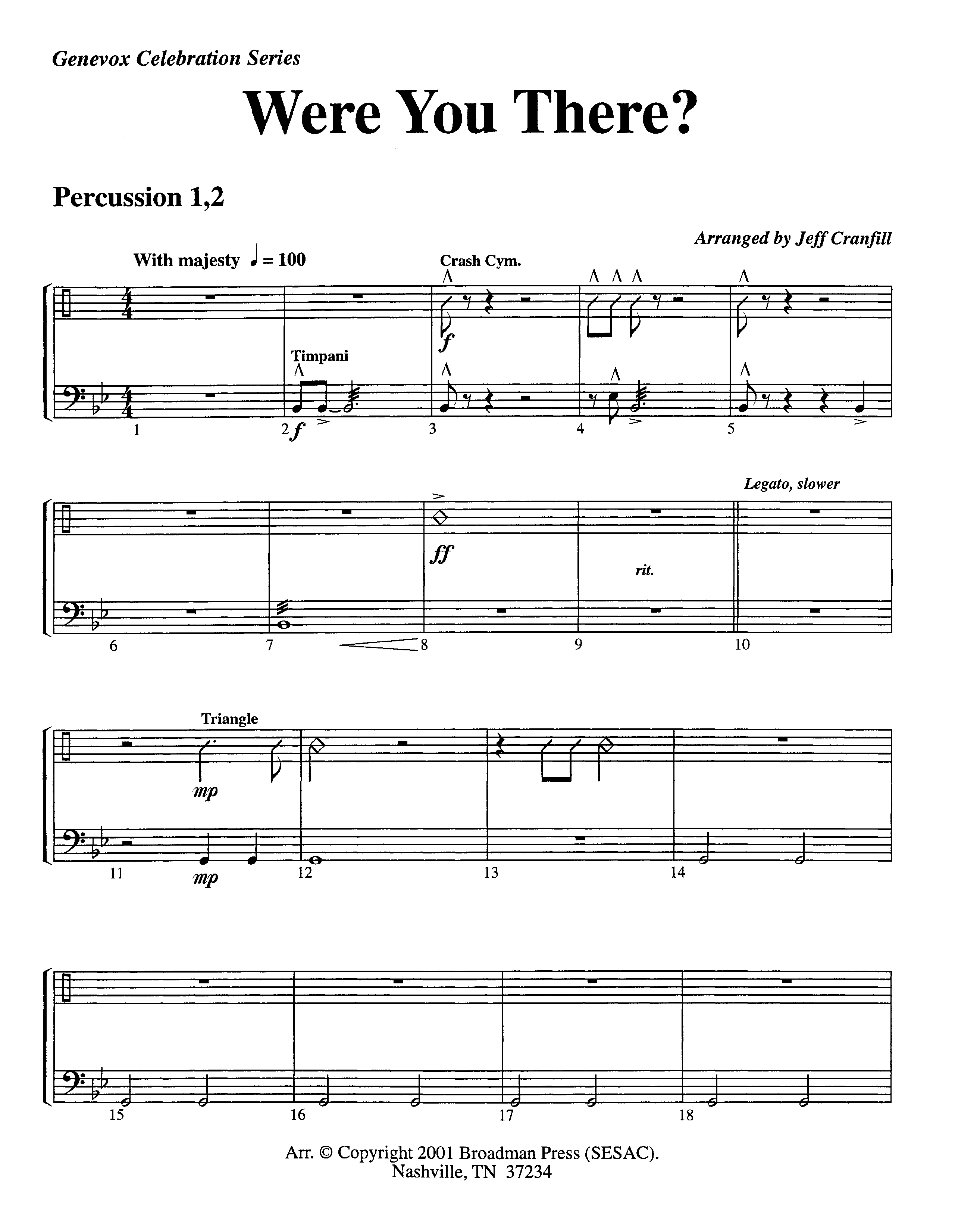 Were You There (Instrumental) Percussion 1/2 (Lifeway Worship / Arr. Jeff Cranfill)