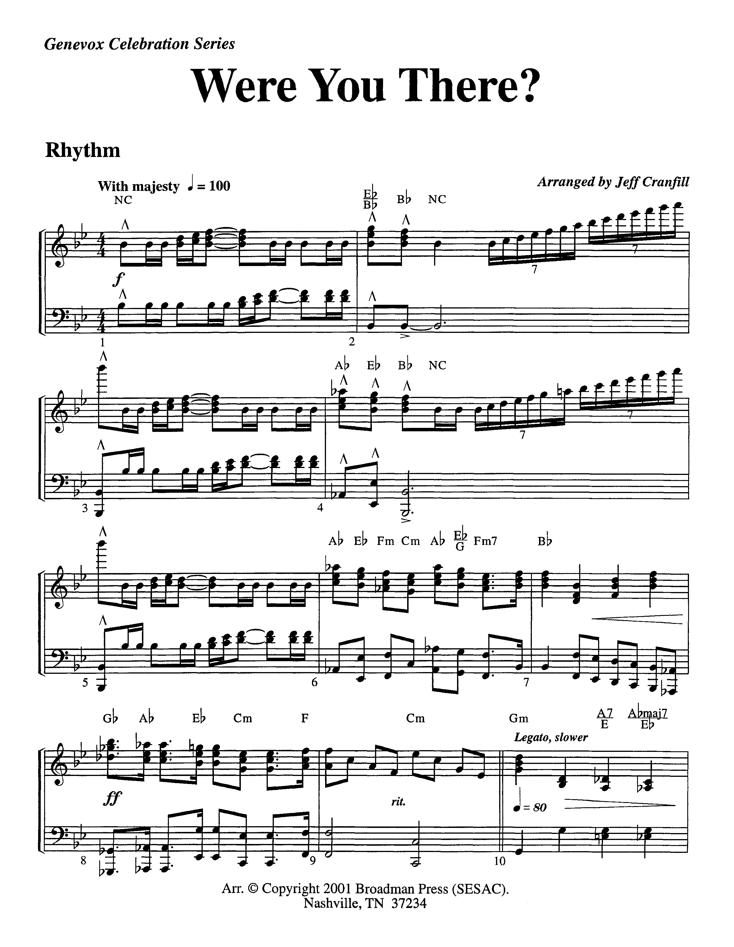 Were You There (Instrumental) Piano/Rhythm (Lifeway Worship / Arr. Jeff Cranfill)