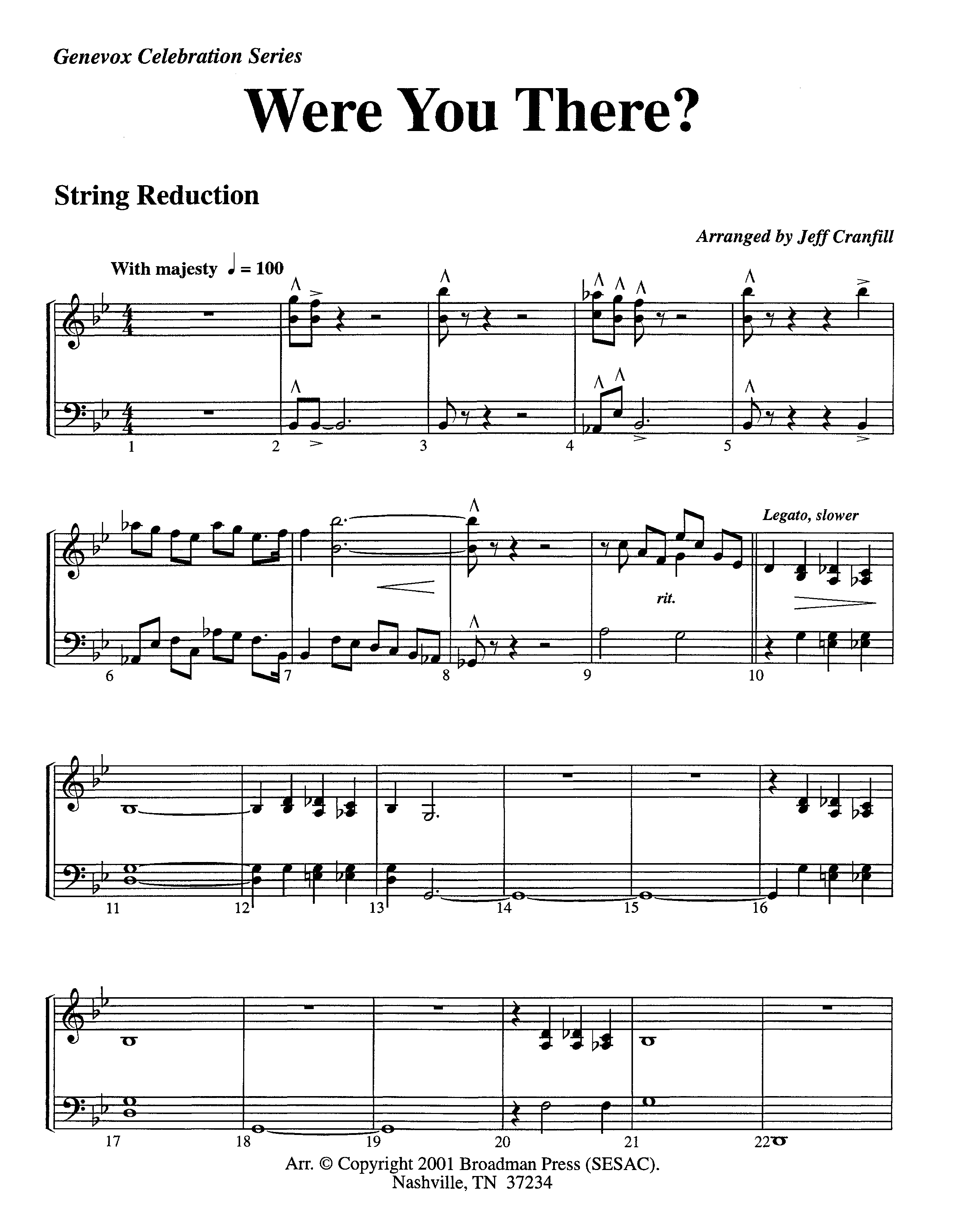 Were You There (Instrumental) String Reduction (Lifeway Worship / Arr. Jeff Cranfill)