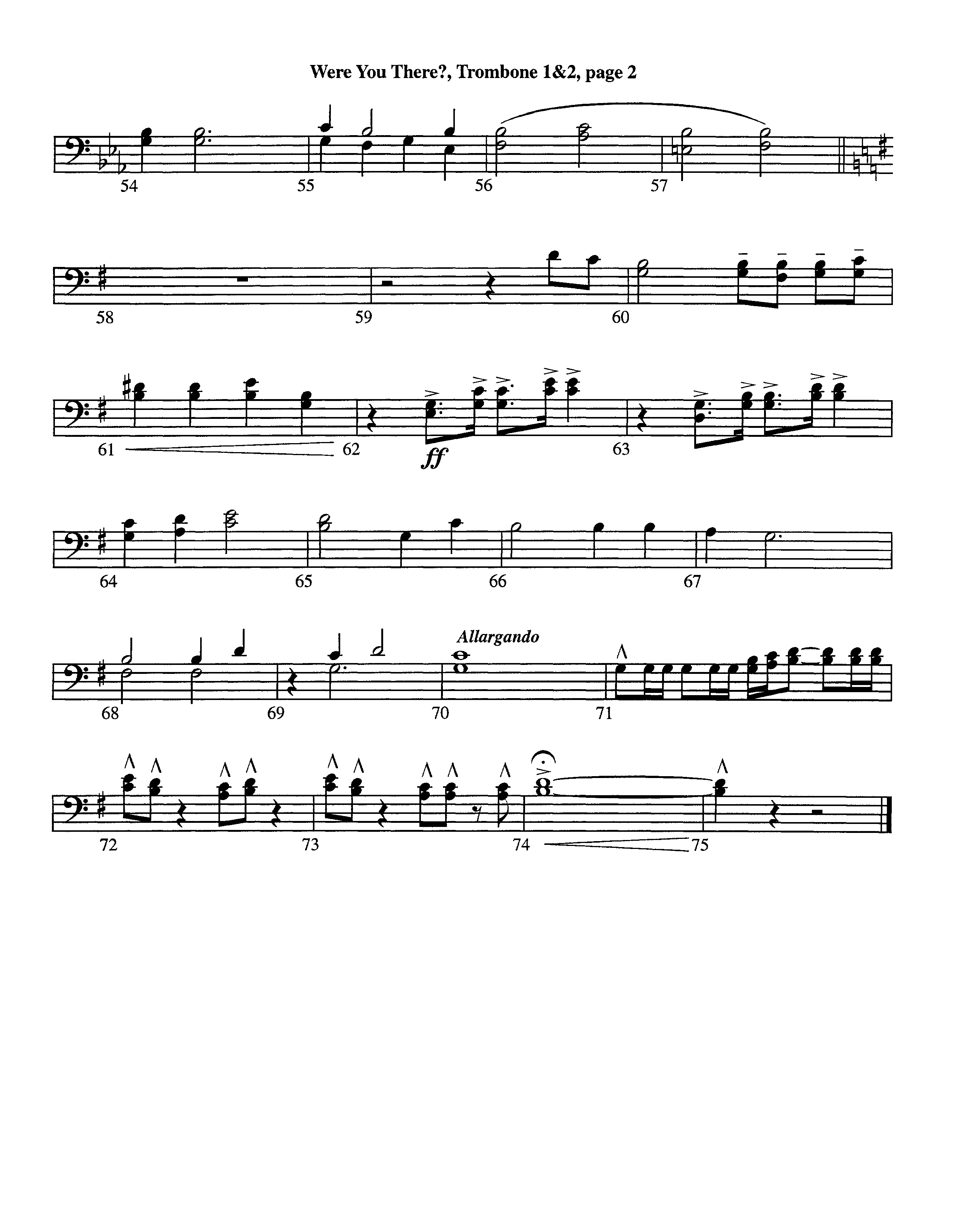 Were You There (Instrumental) Trombone 1/2 (Lifeway Worship / Arr. Jeff Cranfill)