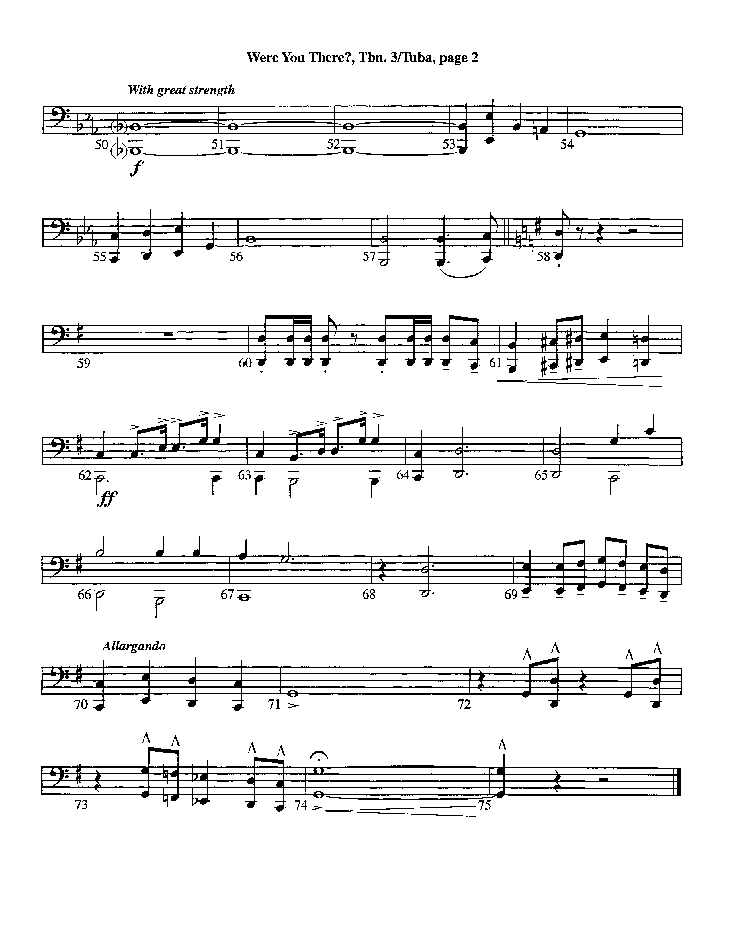 Were You There (Instrumental) Trombone 3/Tuba (Lifeway Worship / Arr. Jeff Cranfill)