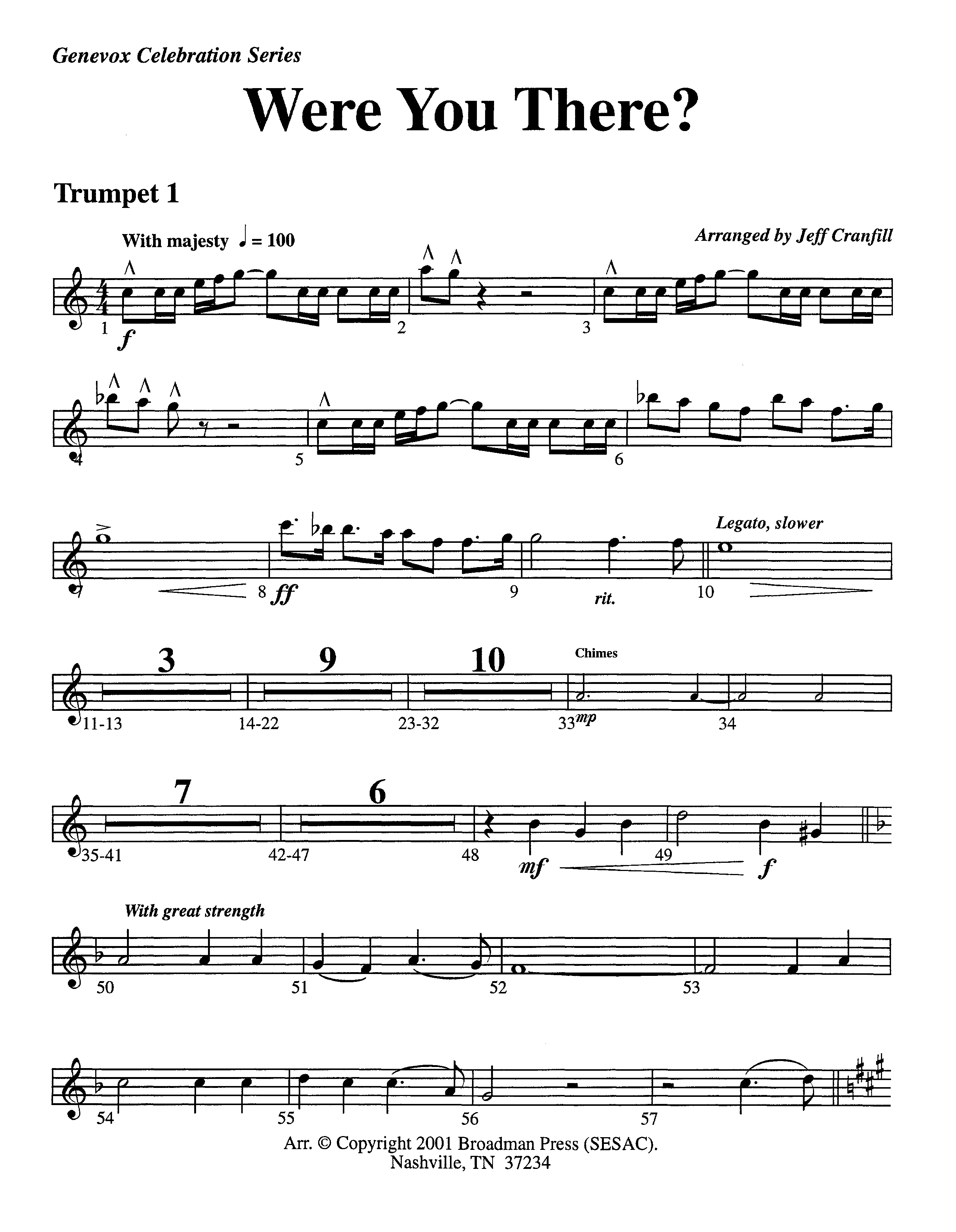 Were You There (Instrumental) Trumpet 1 (Lifeway Worship / Arr. Jeff Cranfill)