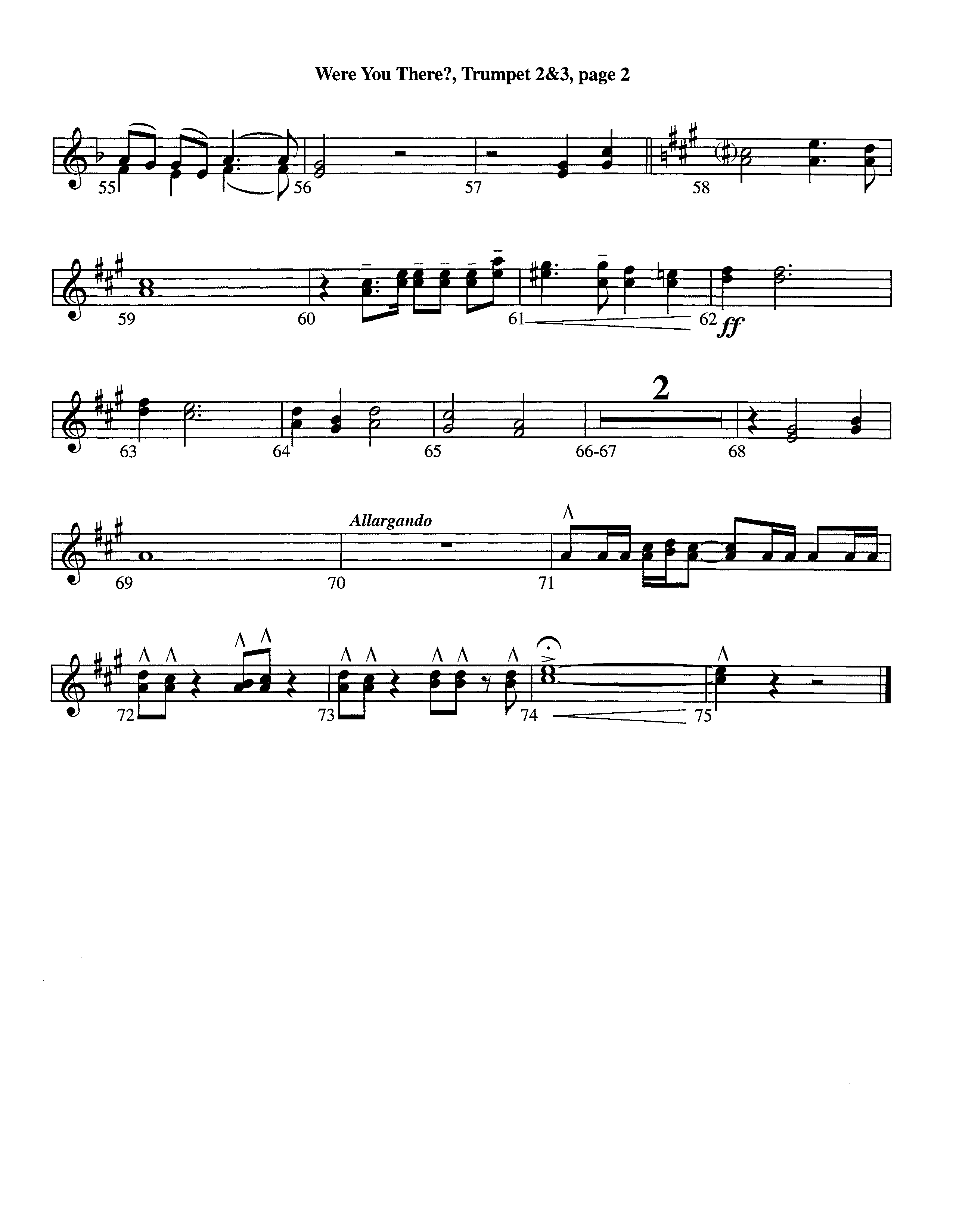 Were You There (Instrumental) Trumpet 2/3 (Lifeway Worship / Arr. Jeff Cranfill)