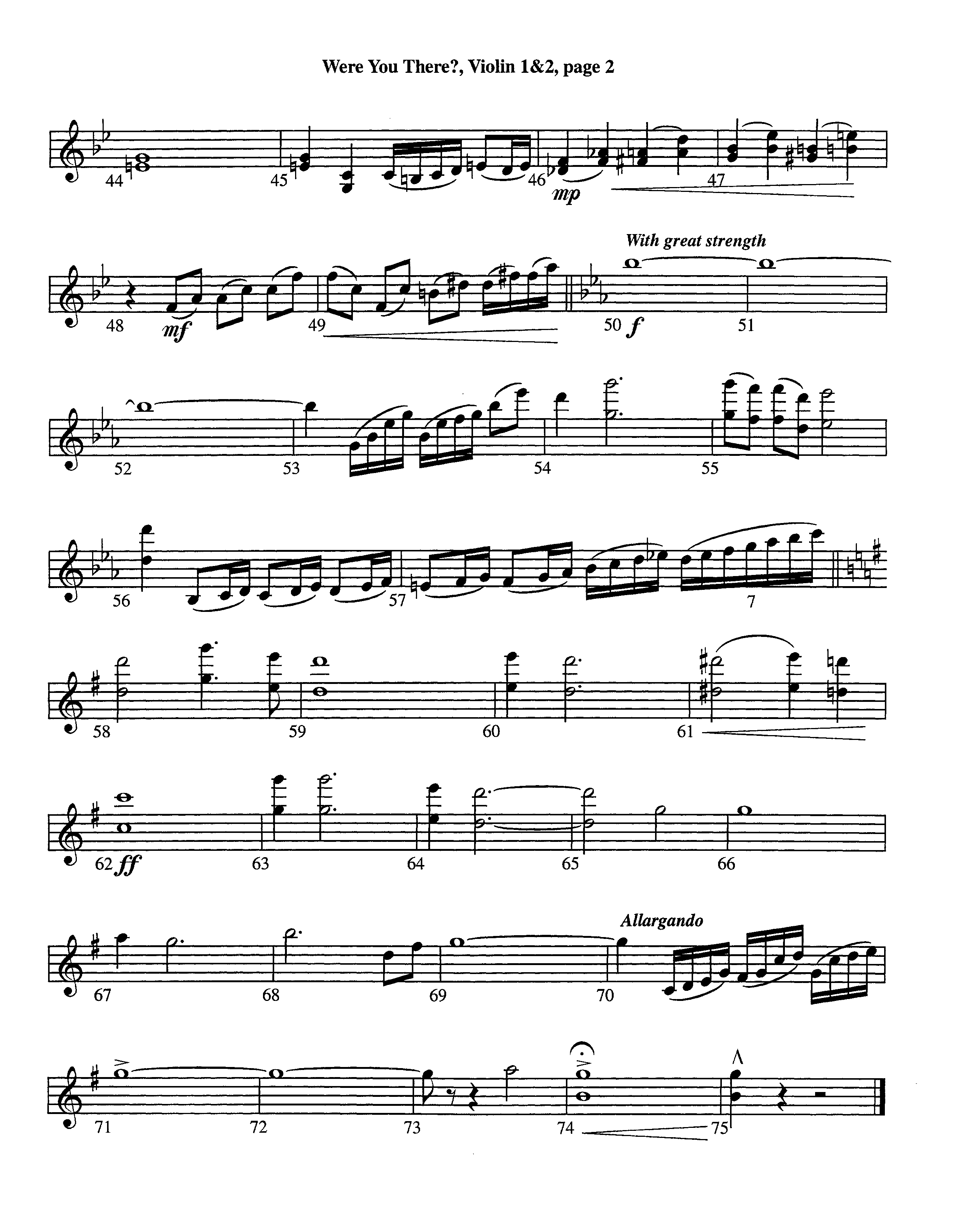 Were You There (Instrumental) Violin 1/2 (Lifeway Worship / Arr. Jeff Cranfill)