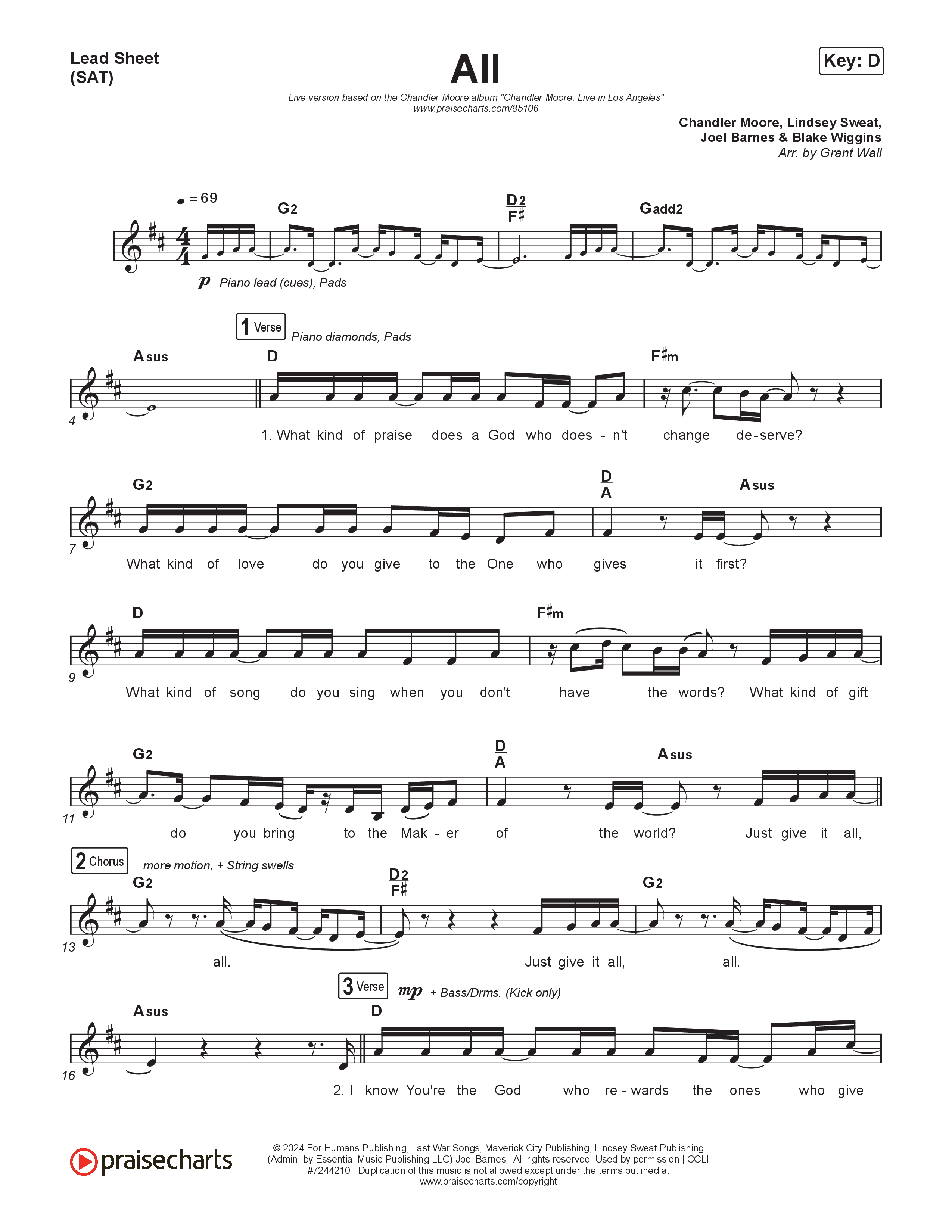 All (Live) Lead Sheet (SAT) (Chandler Moore)