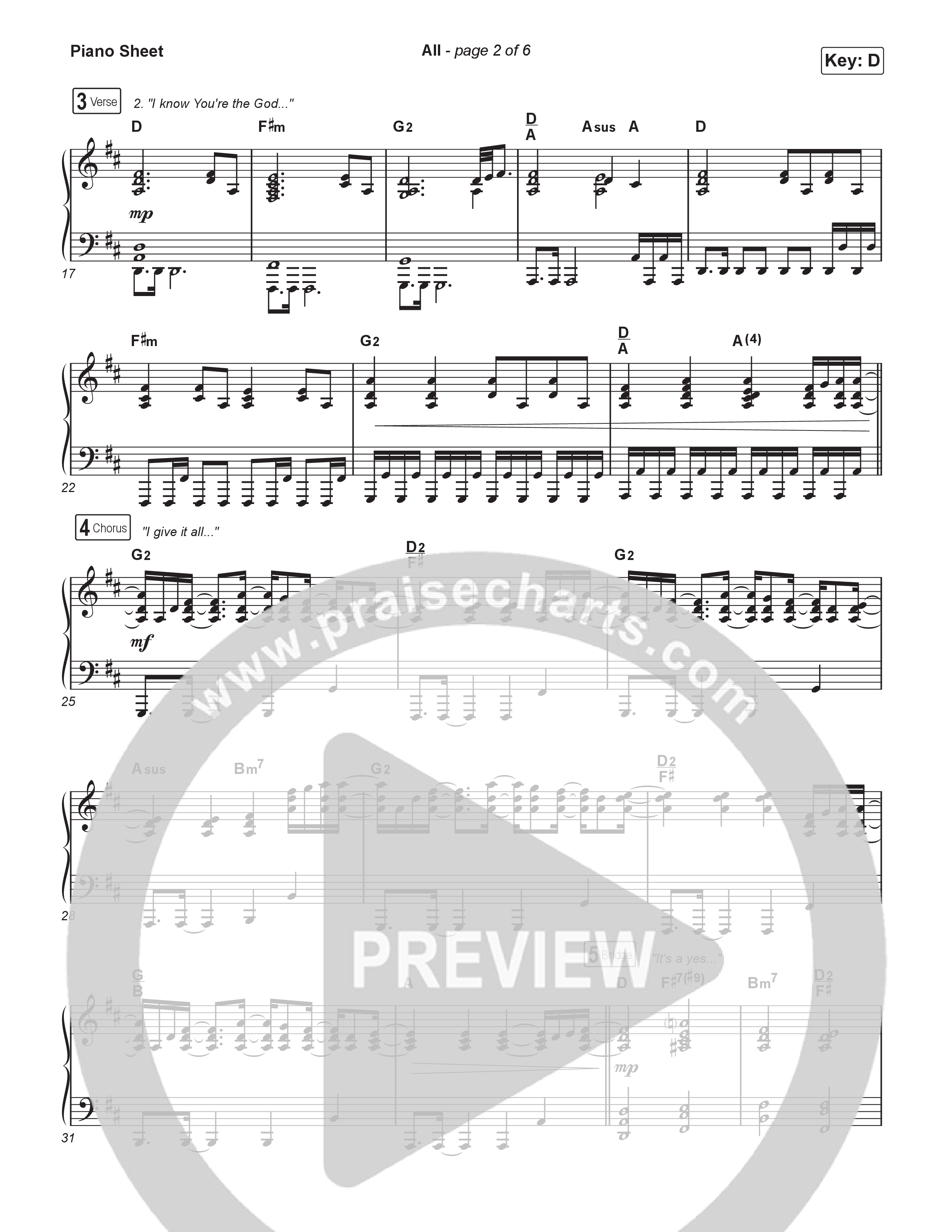 All (Live) Piano Sheet (Chandler Moore)