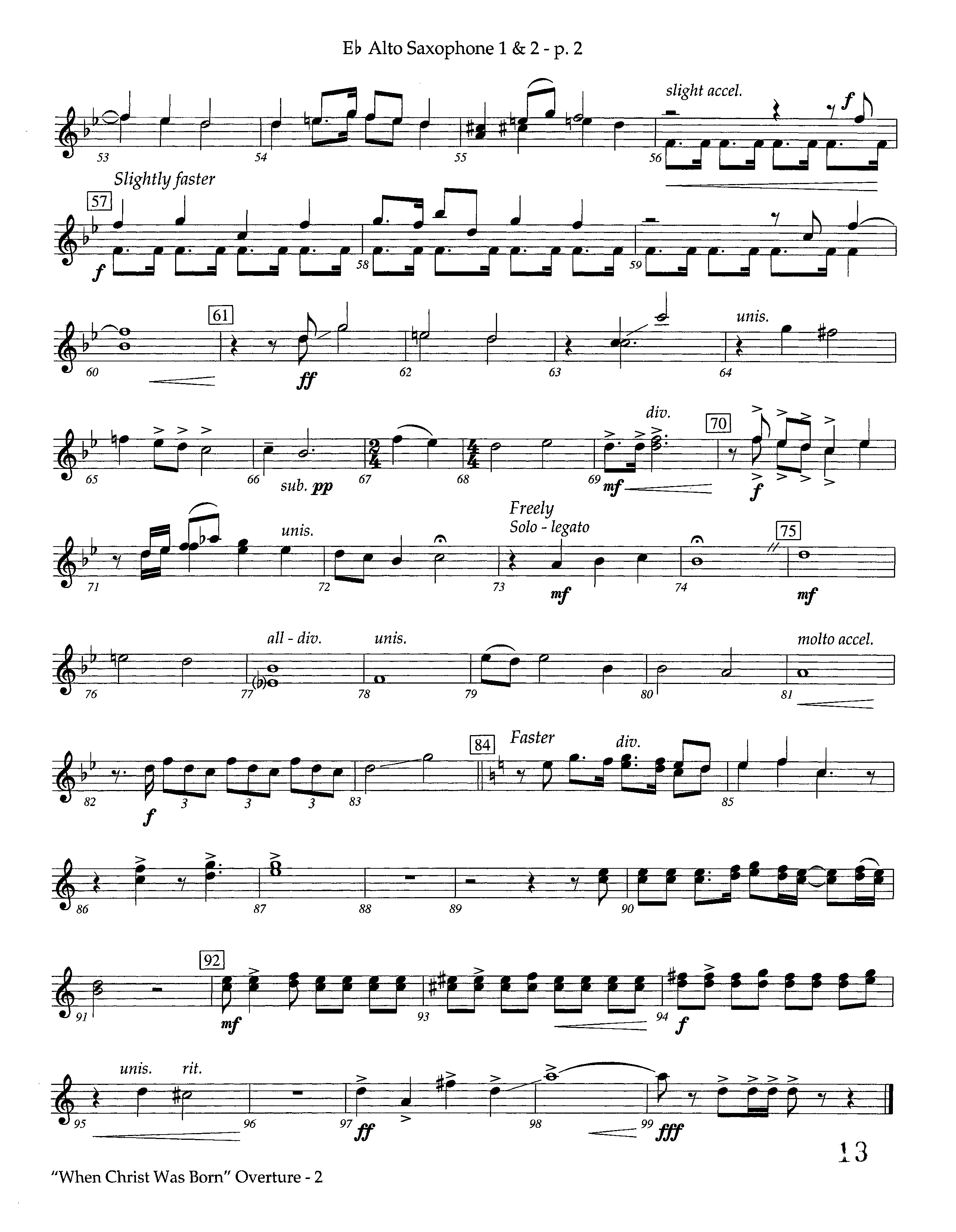 When Christ Was Born Overture (Instrumental) Alto Sax 1/2 (Lifeway Worship / Arr. Kevin Tison)