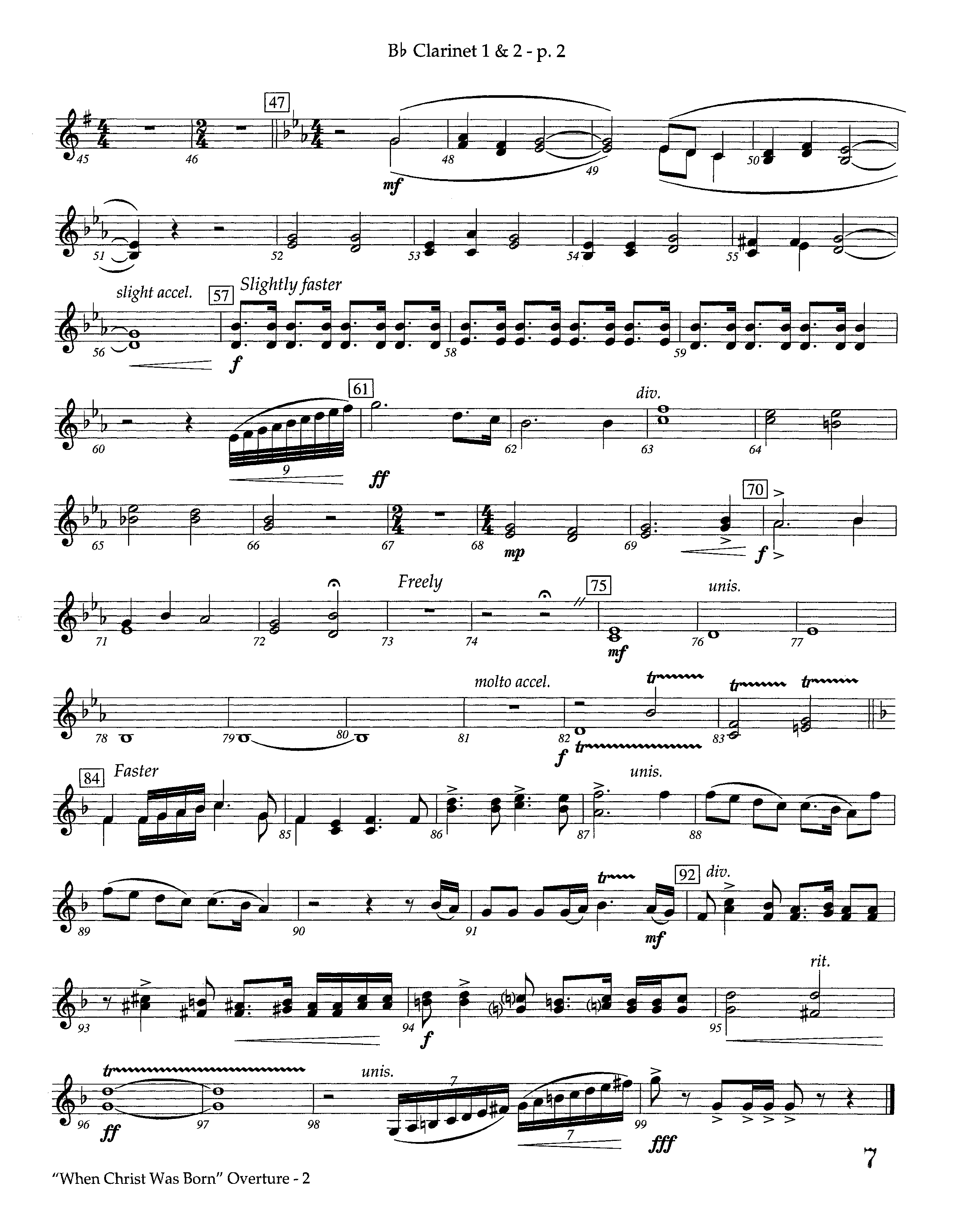 When Christ Was Born Overture (Instrumental) Clarinet 1/2 (Lifeway Worship / Arr. Kevin Tison)