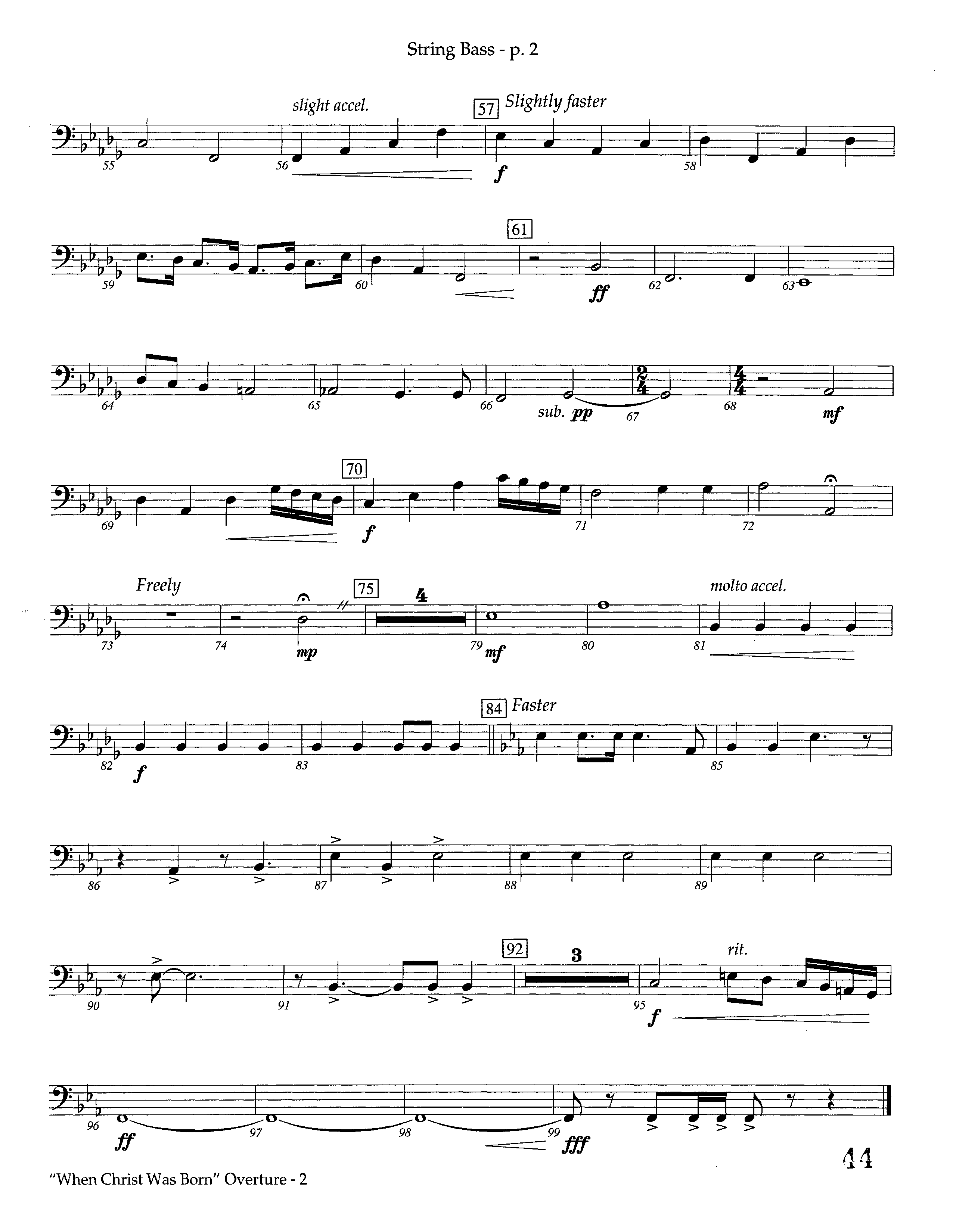 When Christ Was Born Overture (Instrumental) Double Bass (Lifeway Worship / Arr. Kevin Tison)