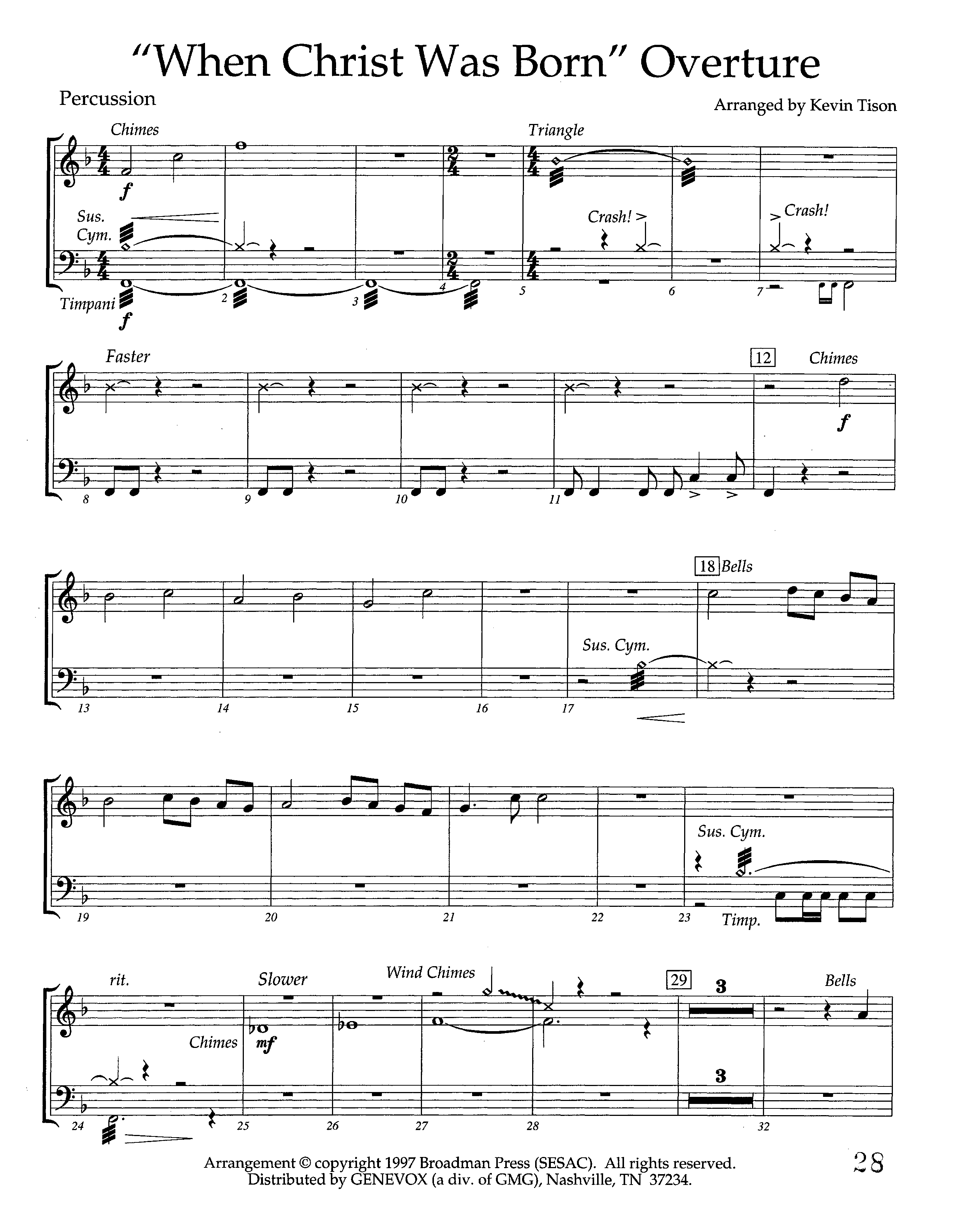 When Christ Was Born Overture (Instrumental) Percussion (Lifeway Worship / Arr. Kevin Tison)