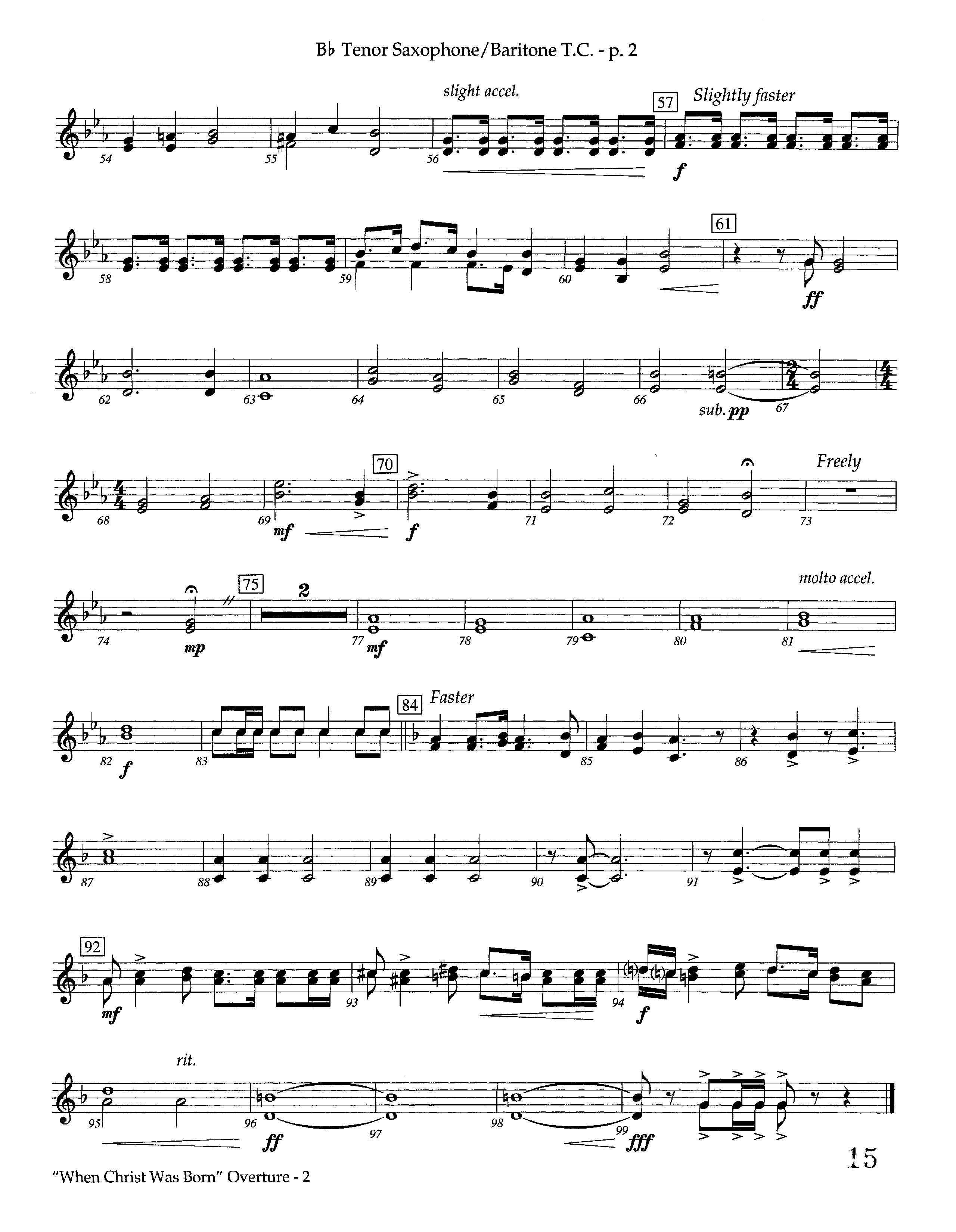 When Christ Was Born Overture (Instrumental) Tenor Sax/Baritone T.C. (Lifeway Worship / Arr. Kevin Tison)