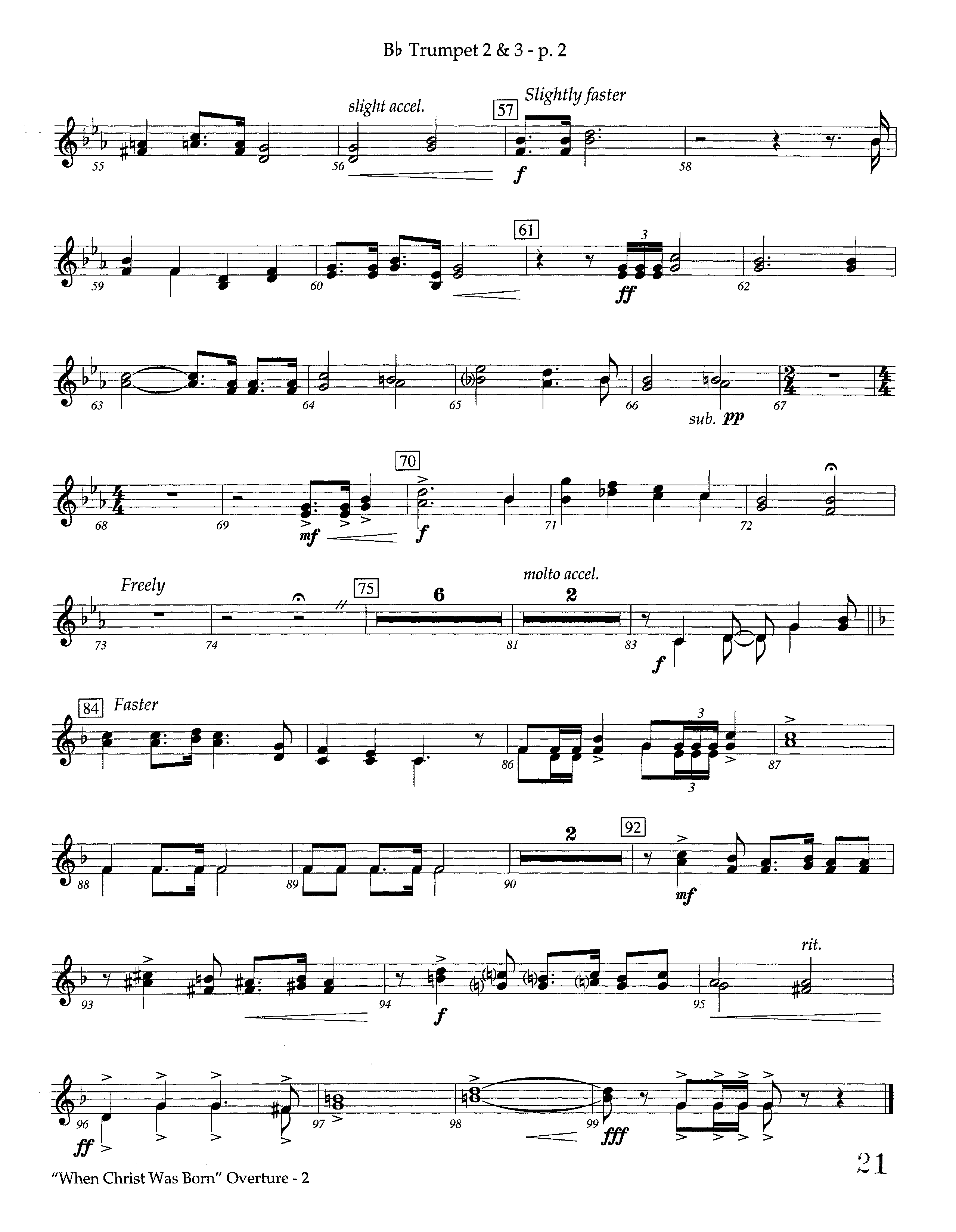 When Christ Was Born Overture (Instrumental) Trumpet 2/3 (Lifeway Worship / Arr. Kevin Tison)