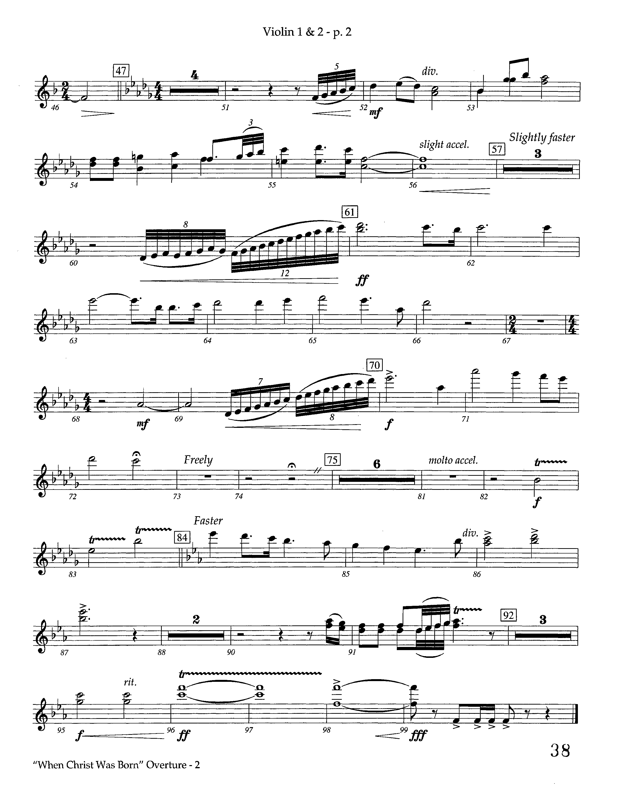 When Christ Was Born Overture (Instrumental) Violin 1/2 (Lifeway Worship / Arr. Kevin Tison)