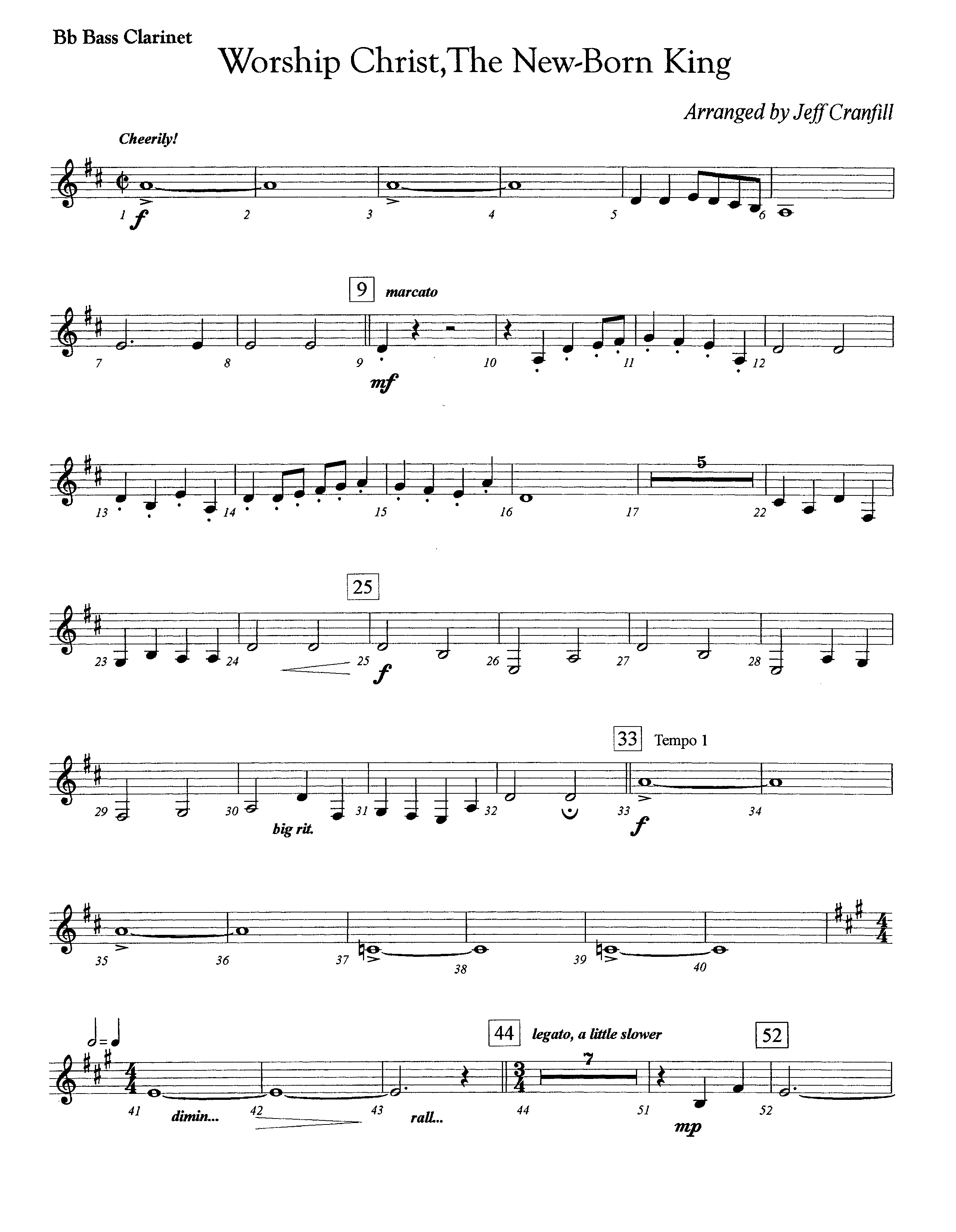 Worship Christ The Newborn King (Instrumental) Bass Clarinet (Lifeway Worship / Arr. Jeff Cranfill)