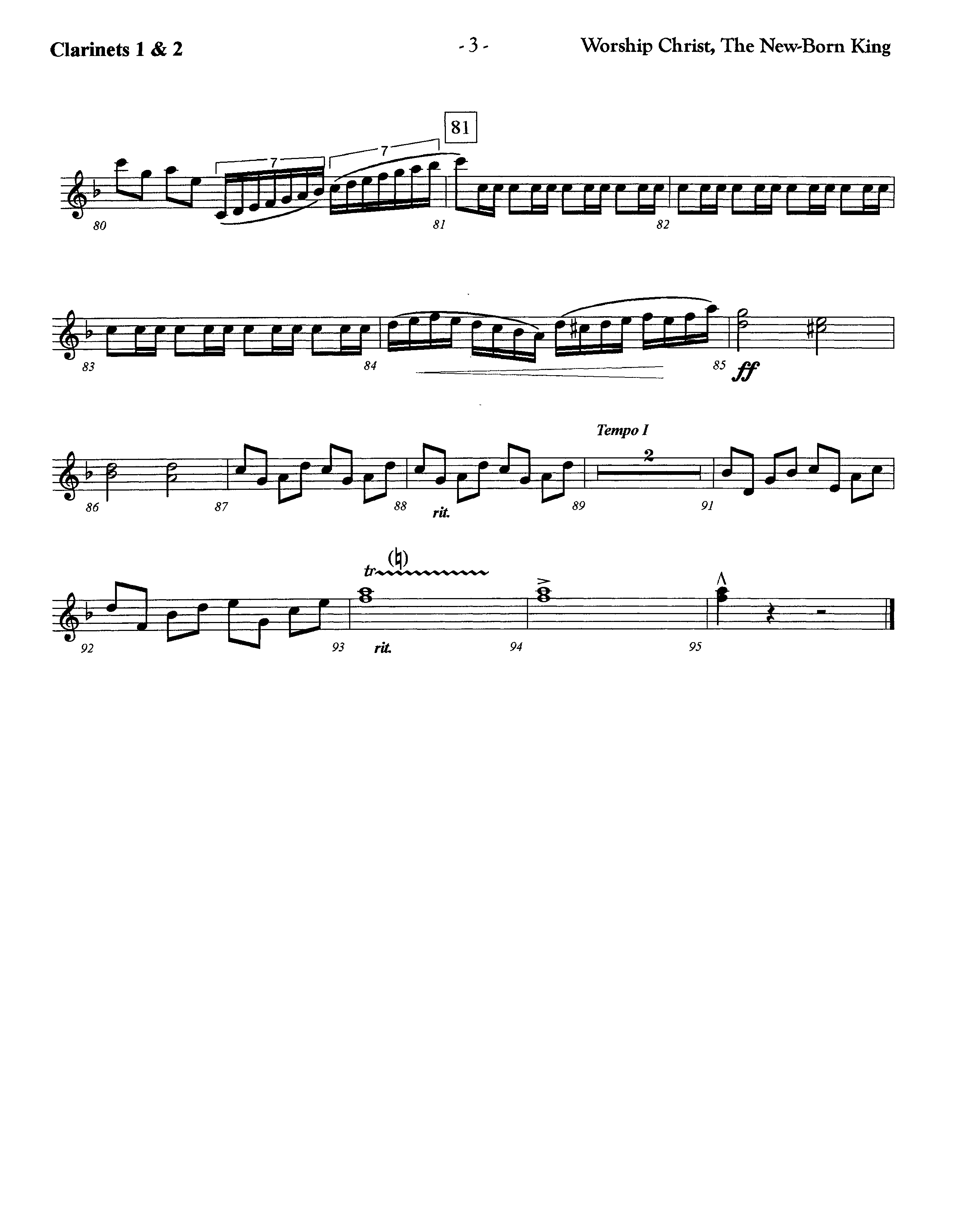 Worship Christ The Newborn King (Instrumental) Clarinet 1/2 (Lifeway Worship / Arr. Jeff Cranfill)