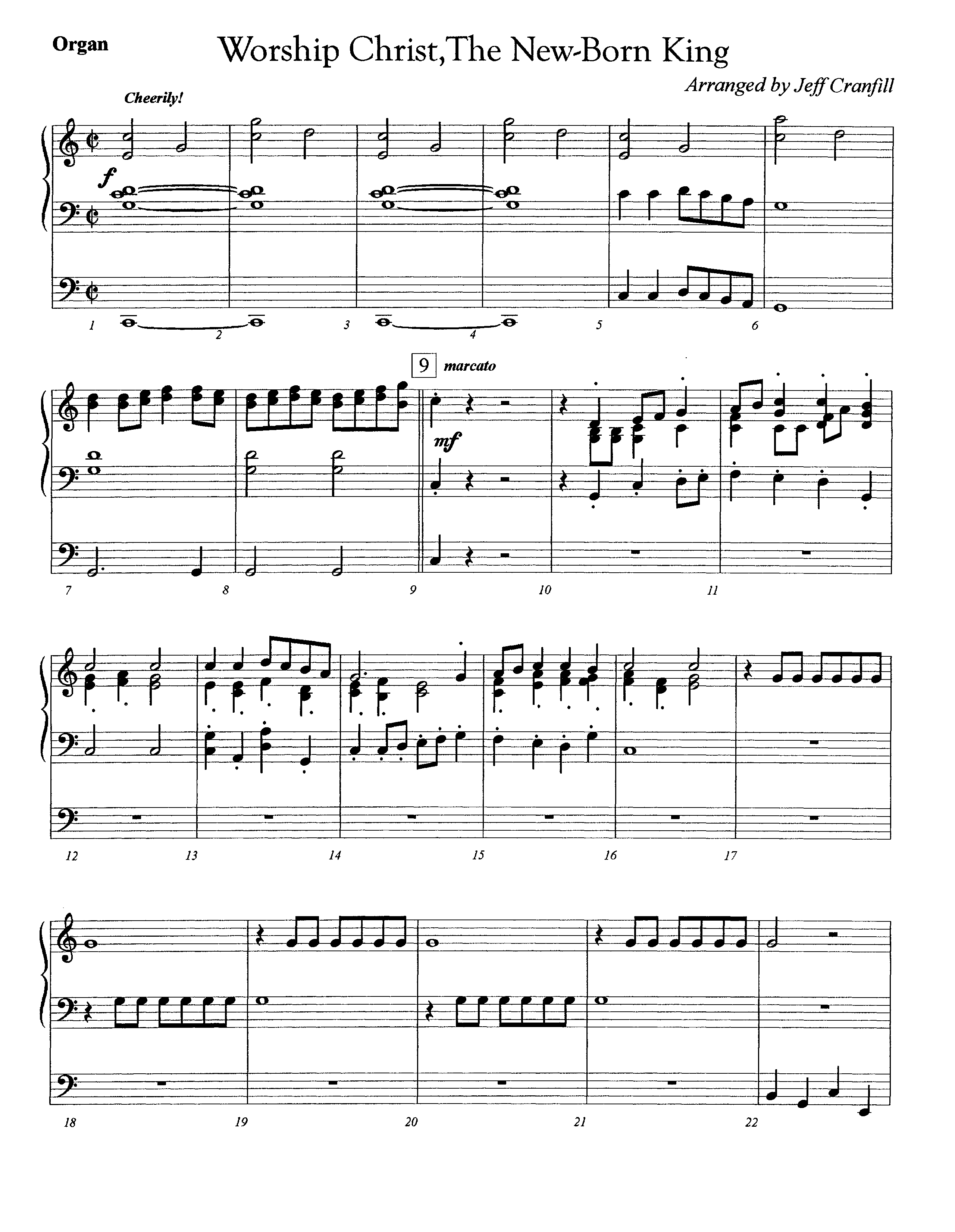 Worship Christ The Newborn King (Instrumental) Organ (Lifeway Worship / Arr. Jeff Cranfill)