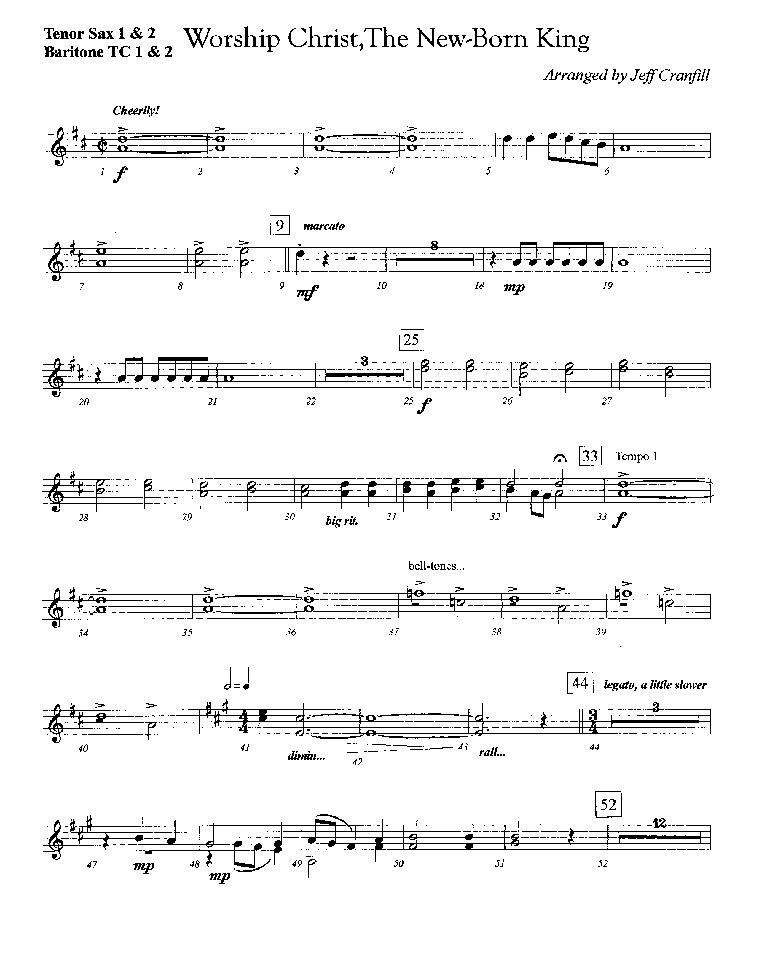 Worship Christ The Newborn King (Instrumental) Tenor Sax/Baritone T.C. (Lifeway Worship / Arr. Jeff Cranfill)